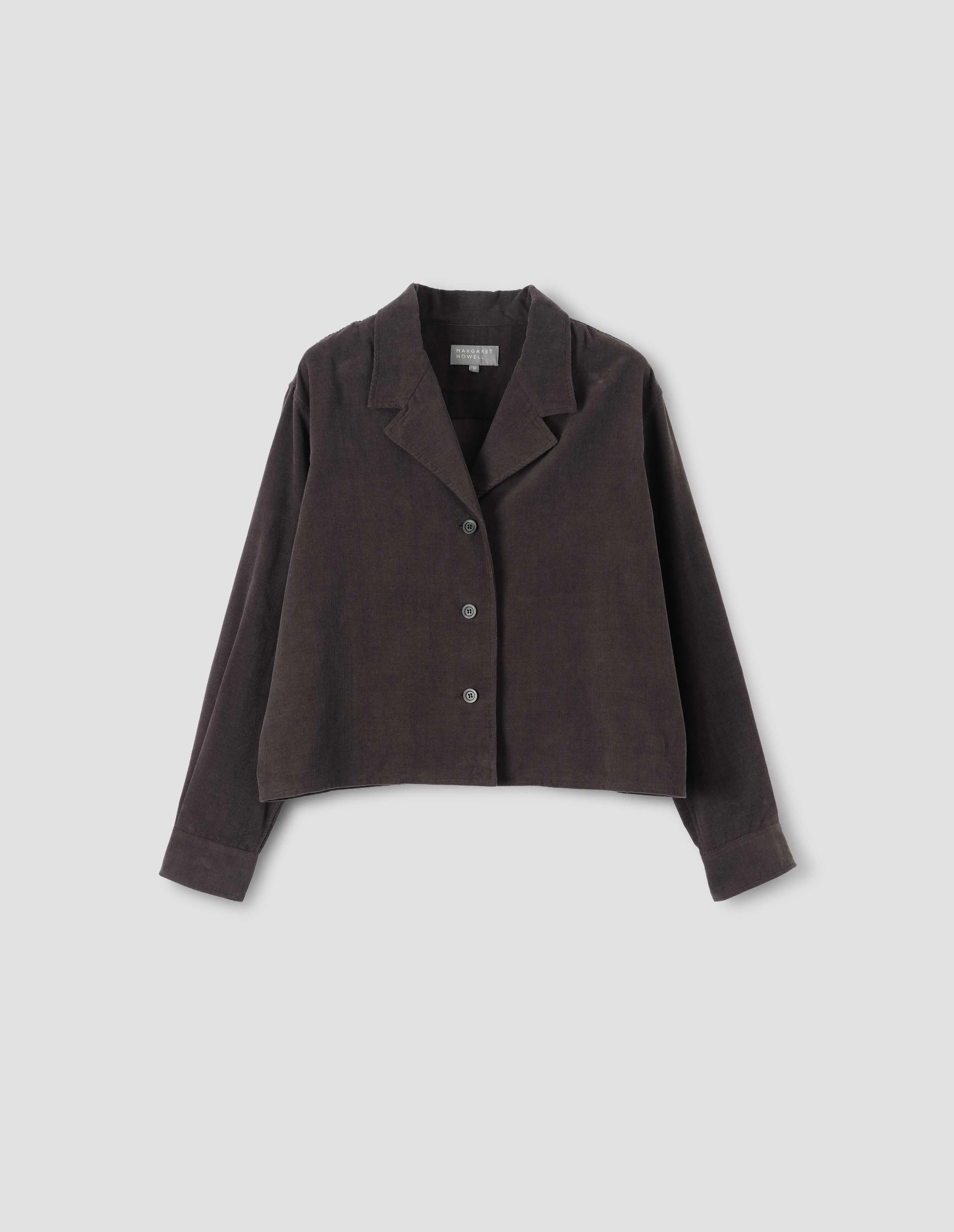 THREE BUTTON JACKET SHIRT | COTTON CASHMERE NEEDLECORD | EBONY sold by Margaret Howell product image thumbnail 4