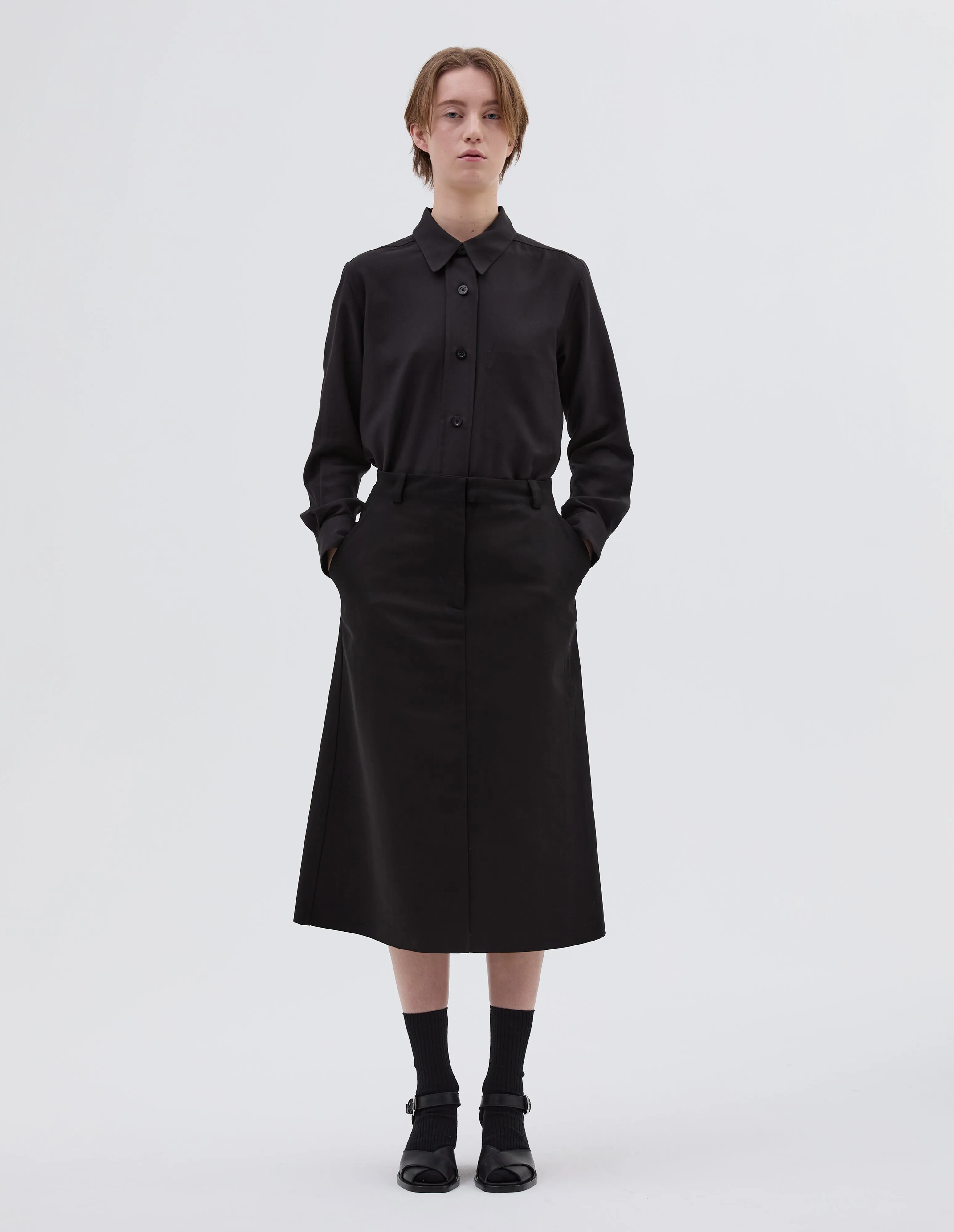 OVERSHIRT | COTTON CASHMERE TWILL | BLACK sold by Margaret Howell product image thumbnail 2