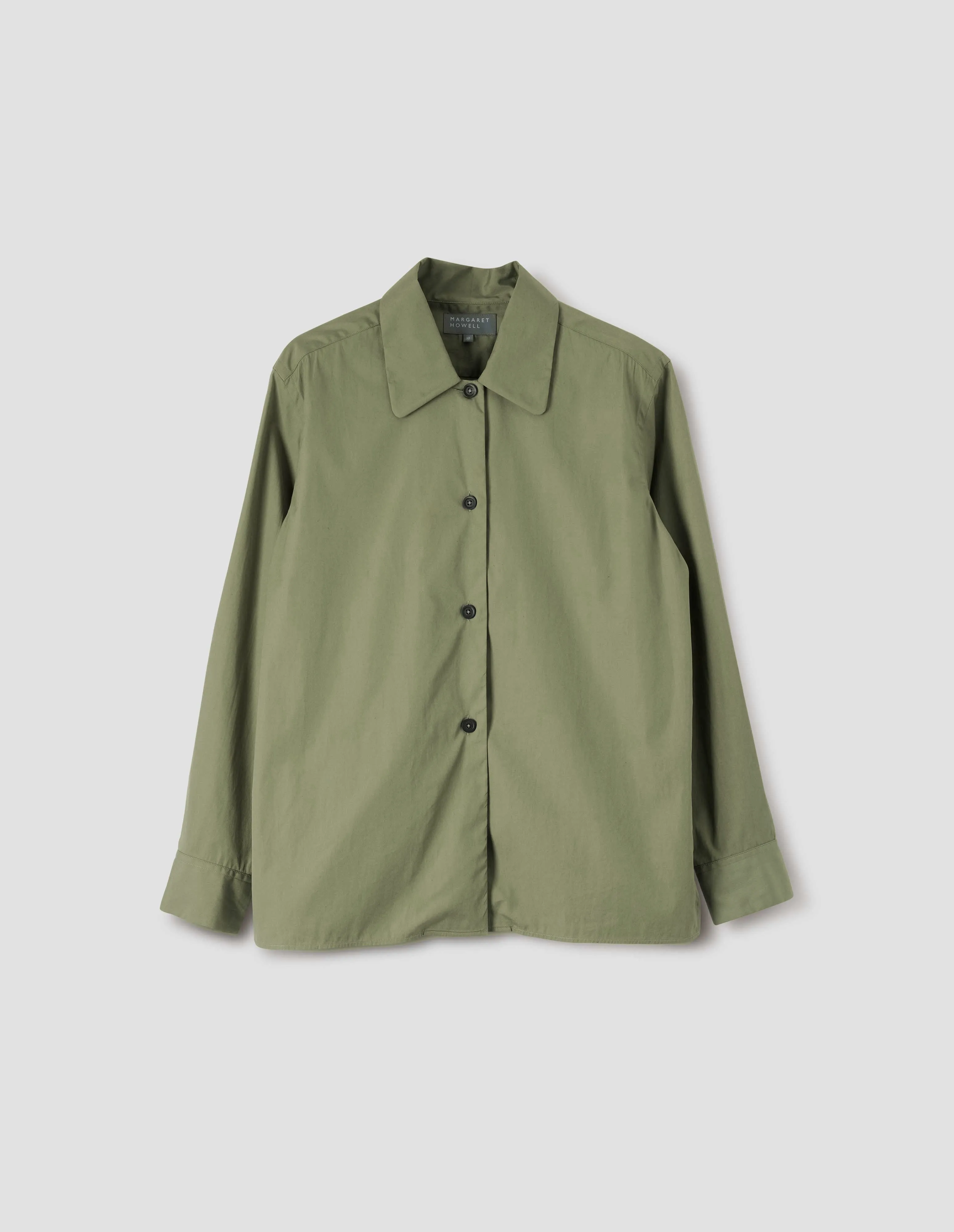 CURVE COLLAR SHIRT | WASHED COTTON POPLIN | FADED GREEN sold by Margaret Howell product image thumbnail 4