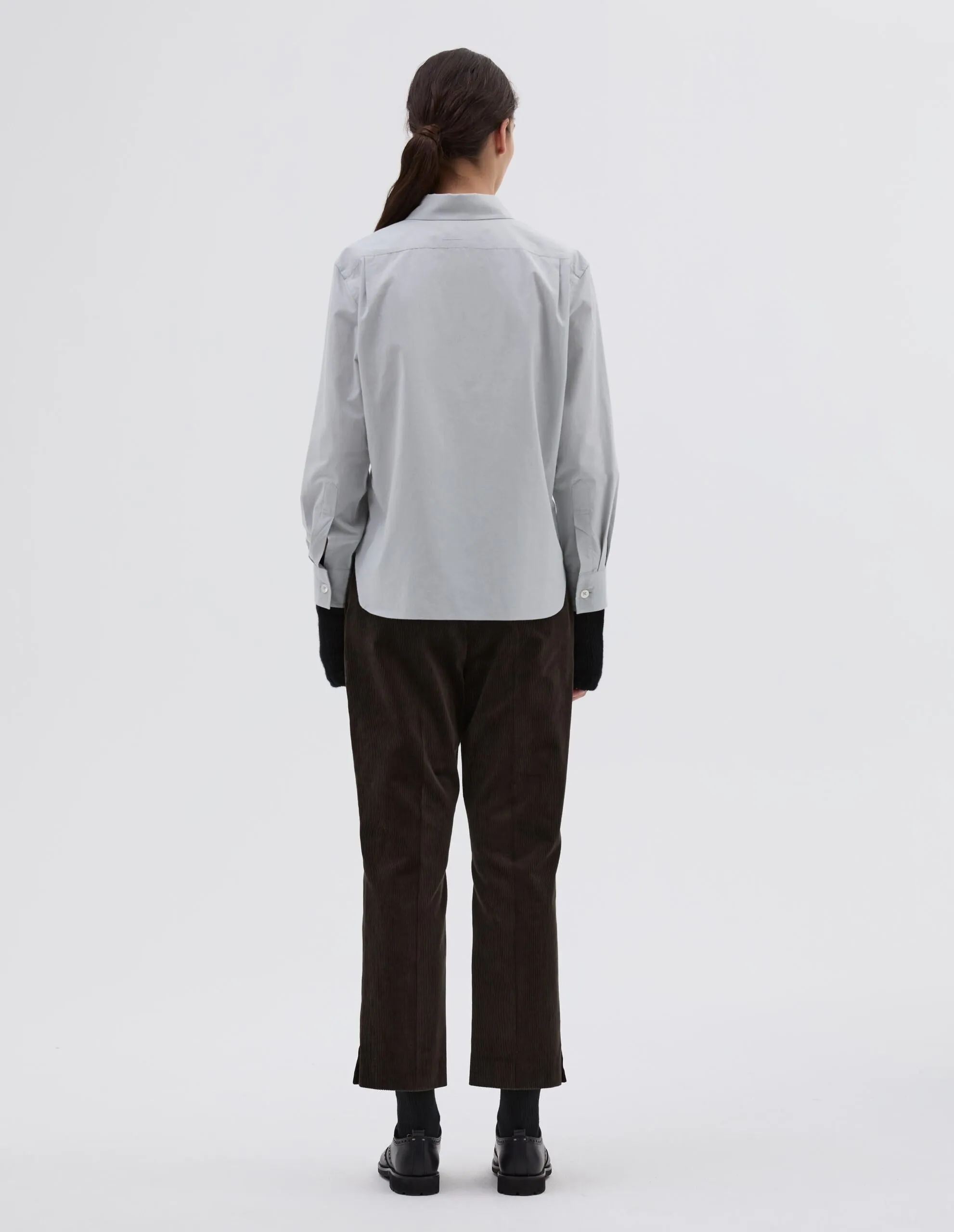 MONOGRAM SHIRT | NATURAL DYE POPLIN | FADED GREY sold by Margaret Howell product image thumbnail 3