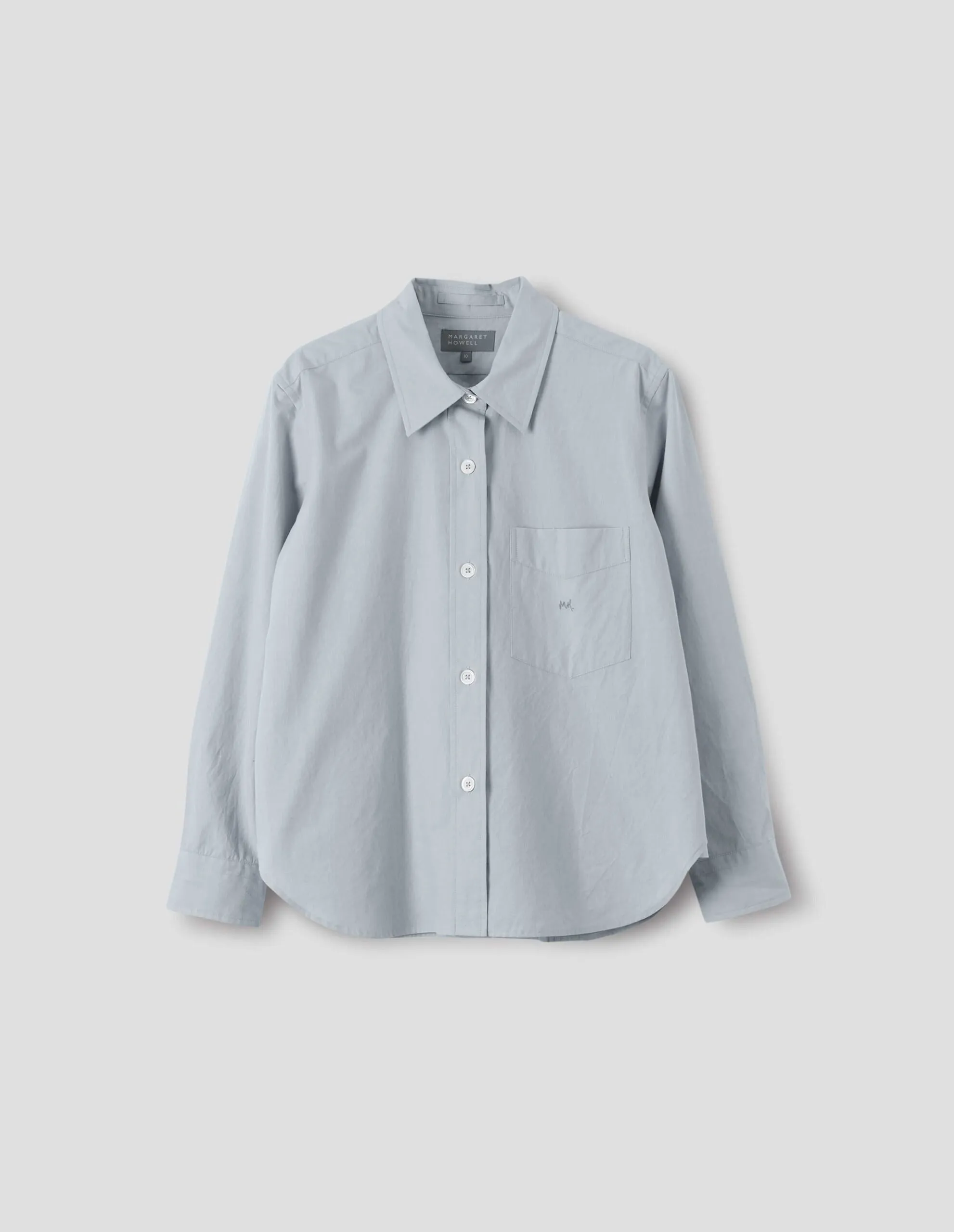 MONOGRAM SHIRT | NATURAL DYE POPLIN | FADED GREY sold by Margaret Howell product image thumbnail 4