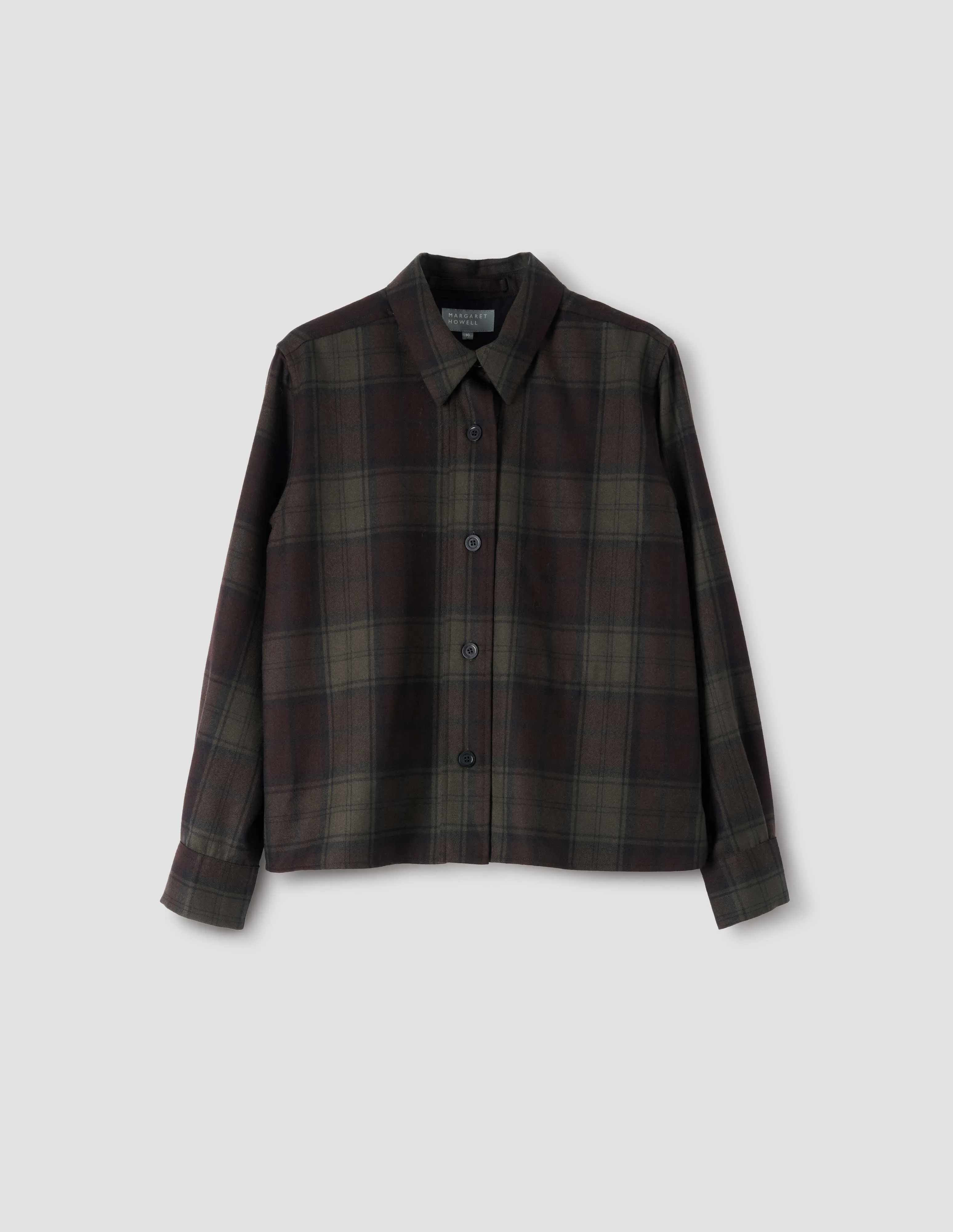 OVERSHIRT | CHECK WOOL TWILL | KHAKI / BROWN sold by Margaret Howell product image thumbnail 4