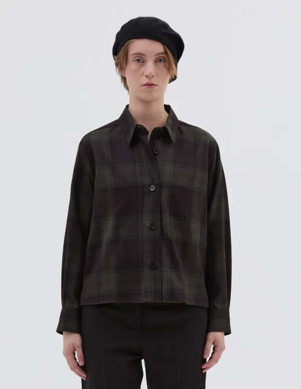 OVERSHIRT | CHECK WOOL TWILL | KHAKI / BROWN sold by Margaret Howell