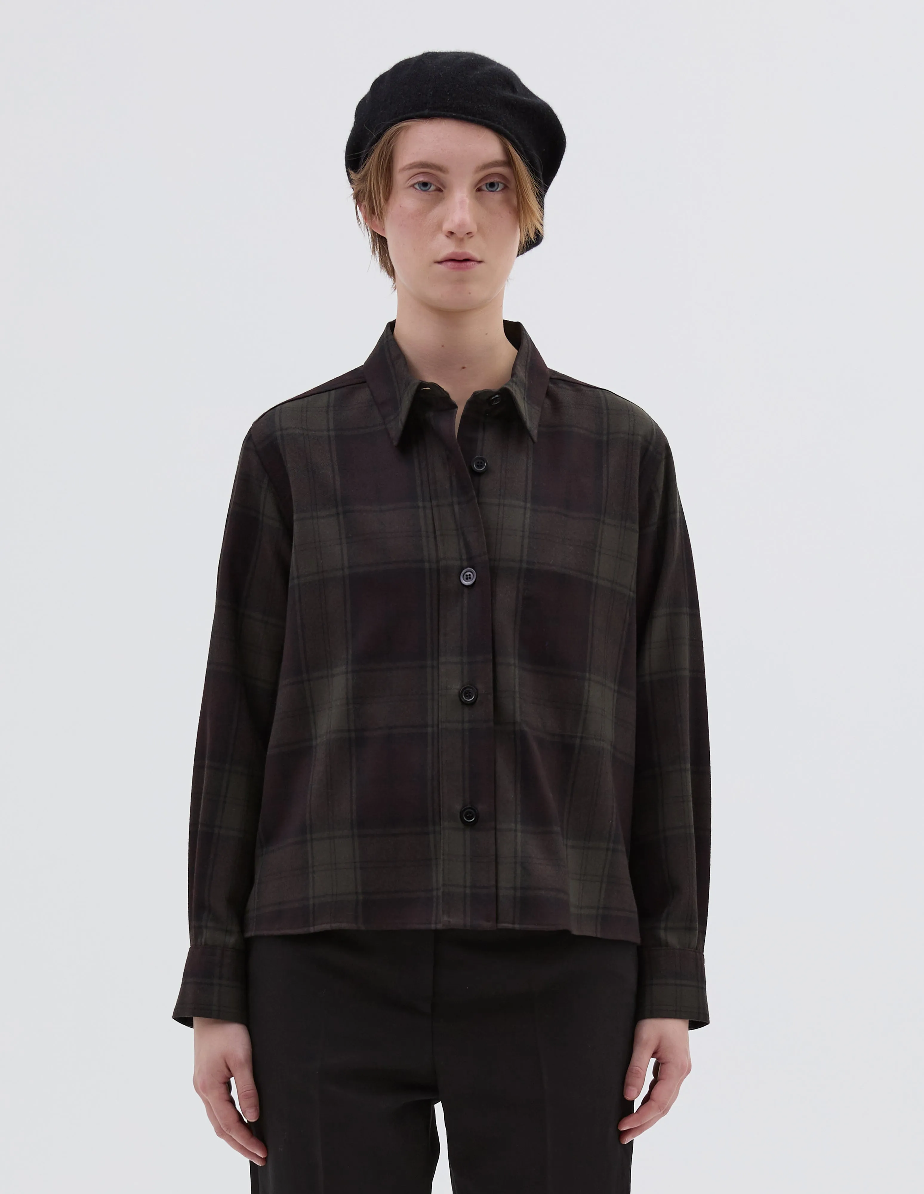 OVERSHIRT | CHECK WOOL TWILL | KHAKI / BROWN sold by Margaret Howell