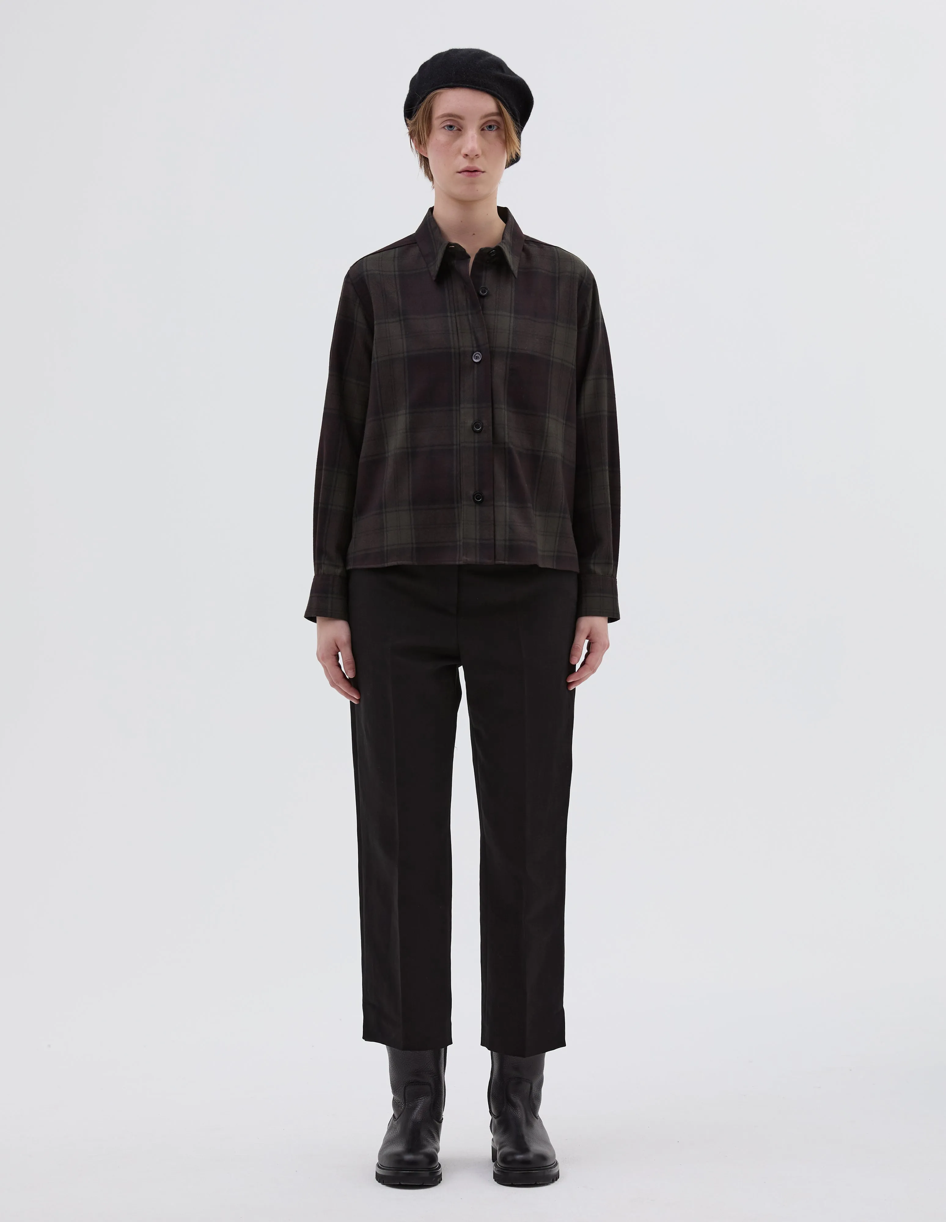 OVERSHIRT | CHECK WOOL TWILL | KHAKI / BROWN sold by Margaret Howell product image thumbnail 2