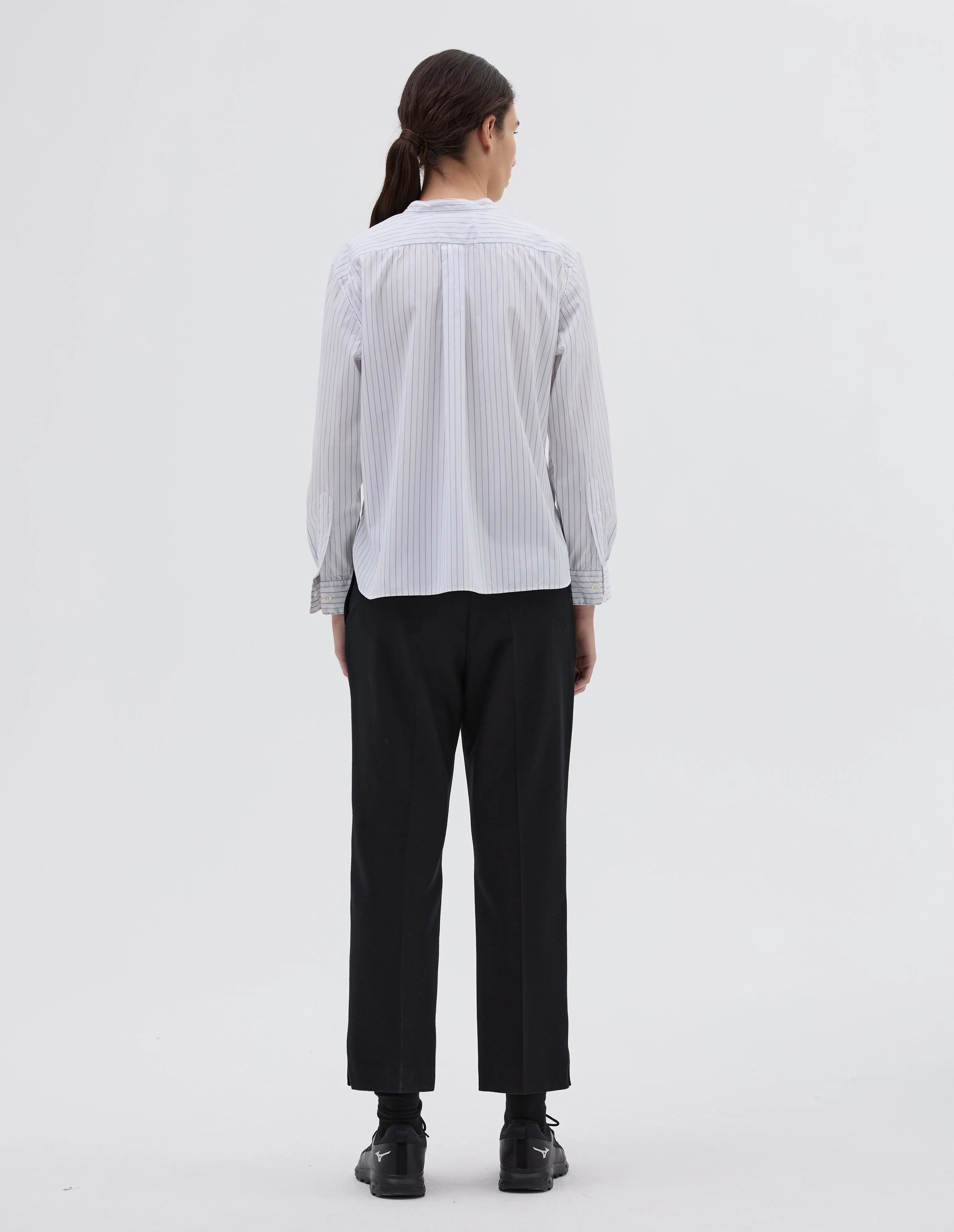 BUTTON THROUGH COLLARLESS SHIRT | FINE COTTON STRIPE
| PALE BLUE sold by Margaret Howell product image thumbnail 3