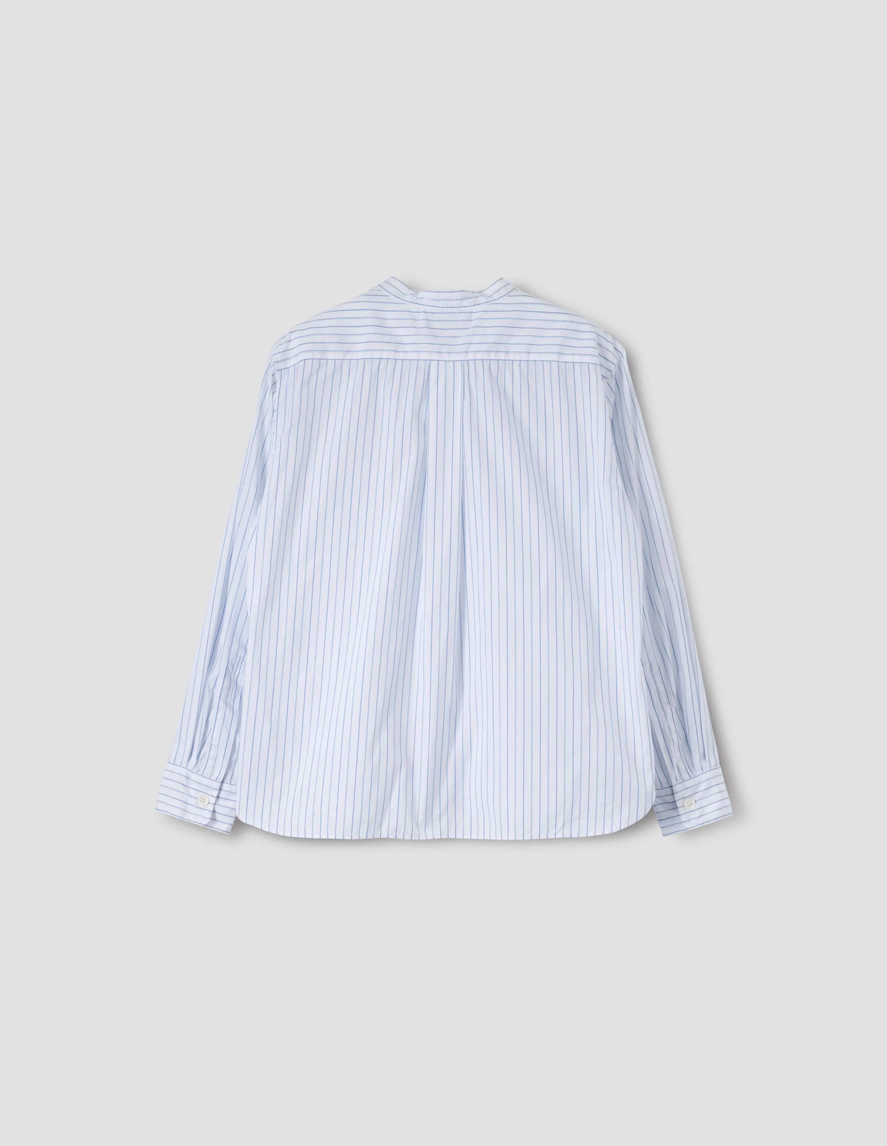 BUTTON THROUGH COLLARLESS SHIRT | FINE COTTON STRIPE
| PALE BLUE sold by Margaret Howell product image thumbnail 5
