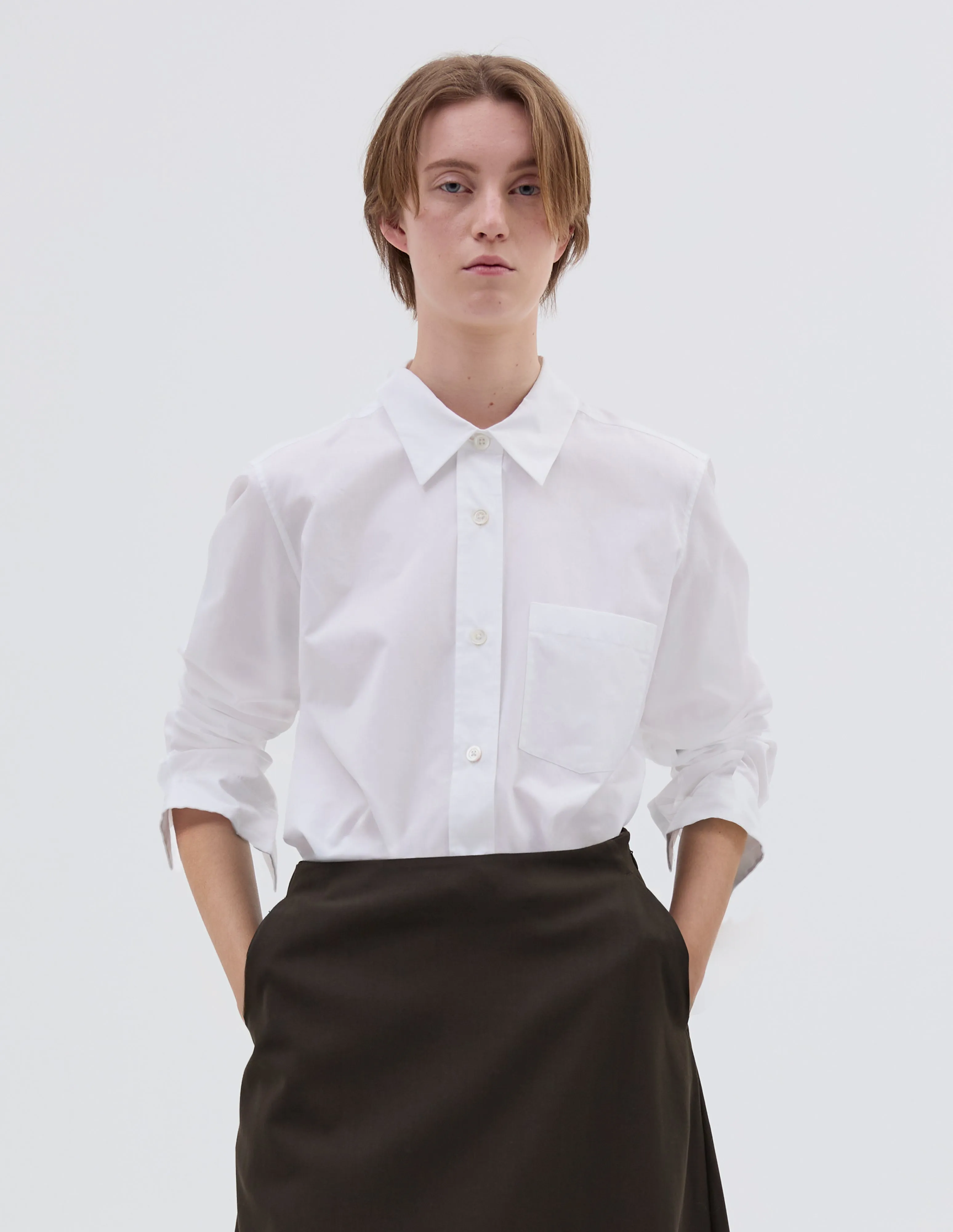 SIMPLE SHIRT | PLAIN POPLIN | WHITE sold by Margaret Howell