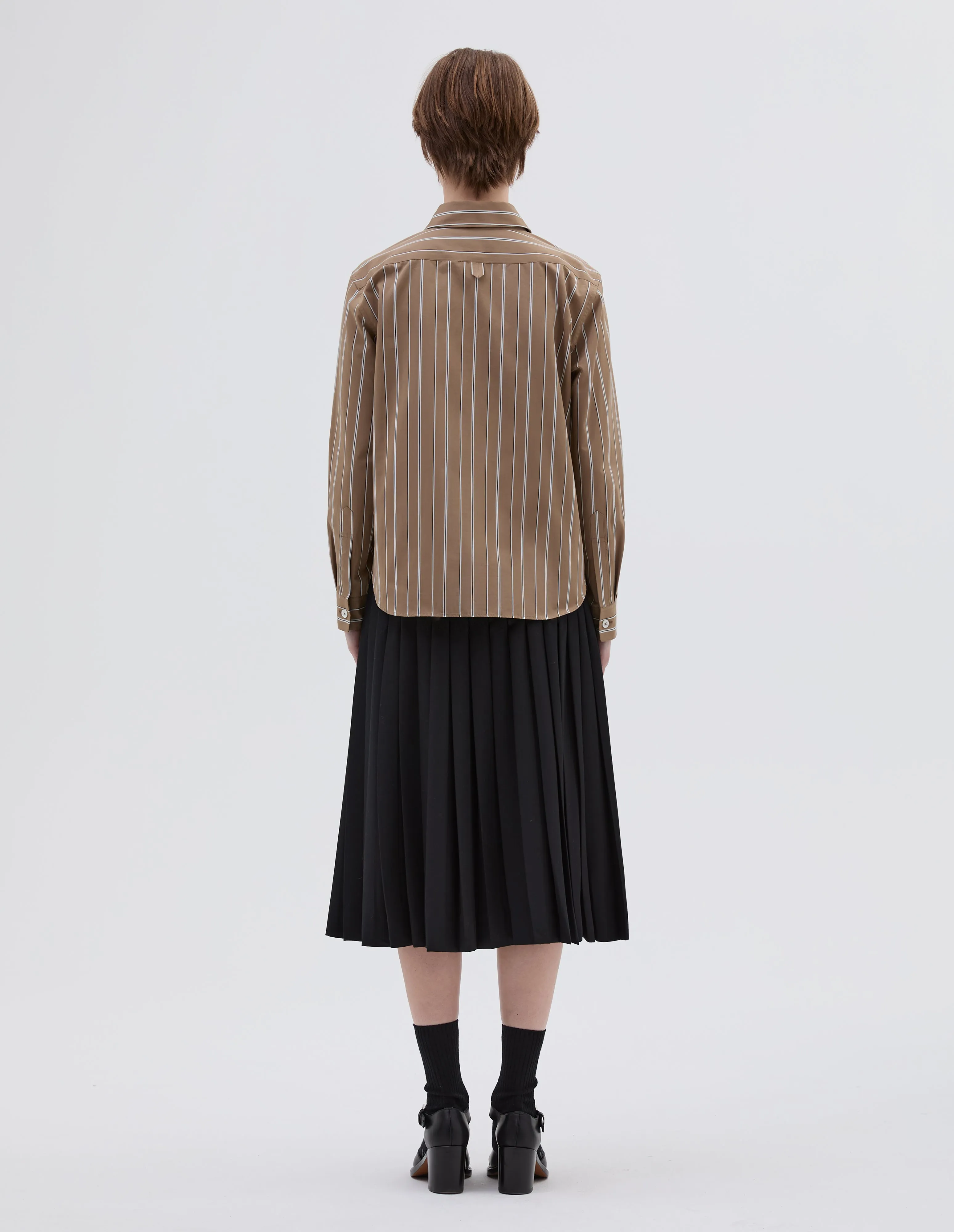 SIMPLE SHIRT | GRAPHIC COTTON STRIPE | BROWN / ECRU sold by Margaret Howell product image thumbnail 3