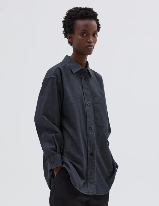 MHL. OVERSIZED PAINTERS SHIRT | MATT COTTON CHAMBRAY | CHARCOAL sold by Margaret Howell