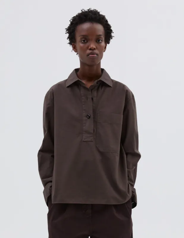 MHL. BIG POCKET SWING SHIRT | COMPACT COTTON POPLIN | CAROB sold by Margaret Howell