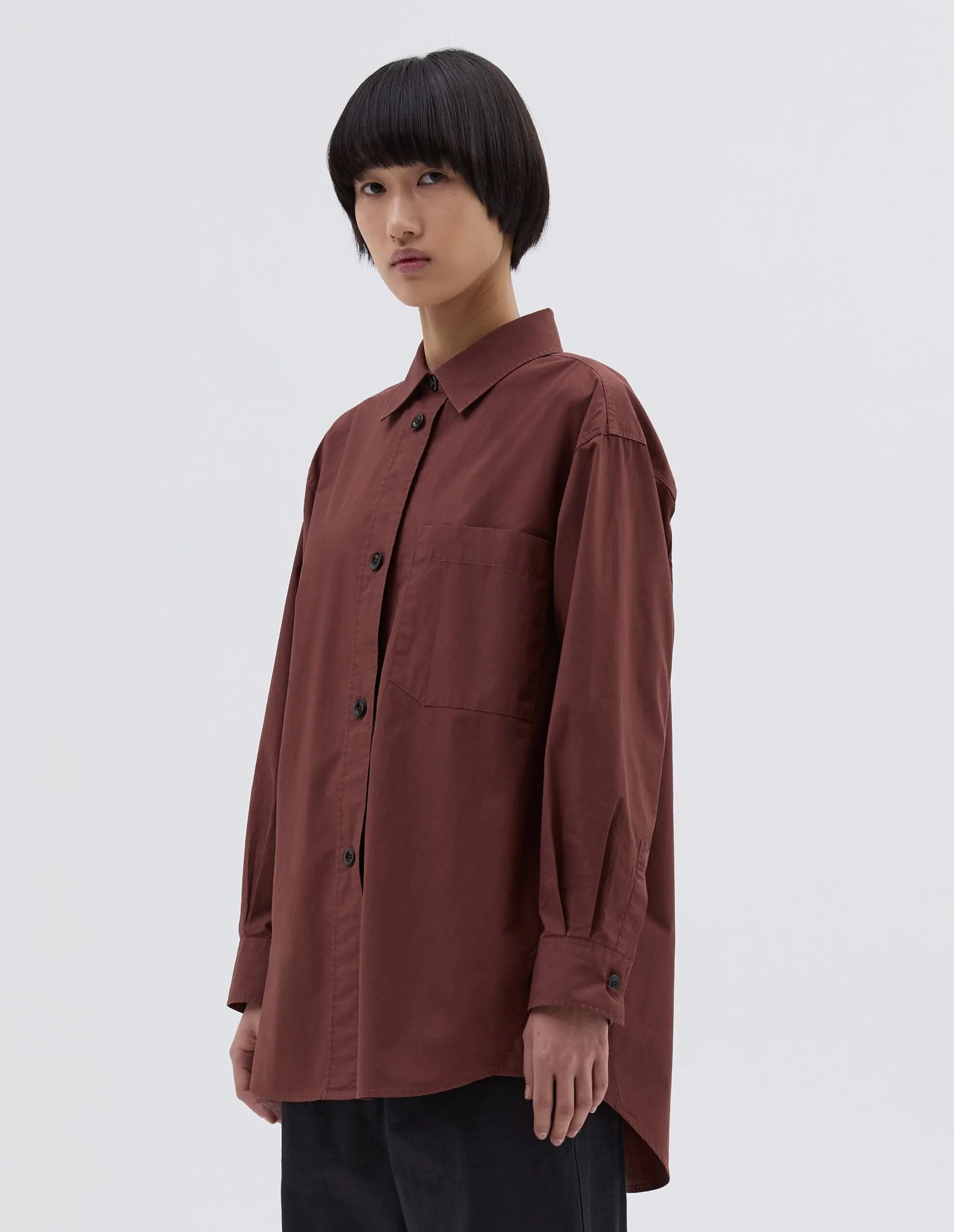 MHL. OVERSIZED PAINTERS SHIRT | LIGHT COTTON POPLIN | CONKER sold by Margaret Howell