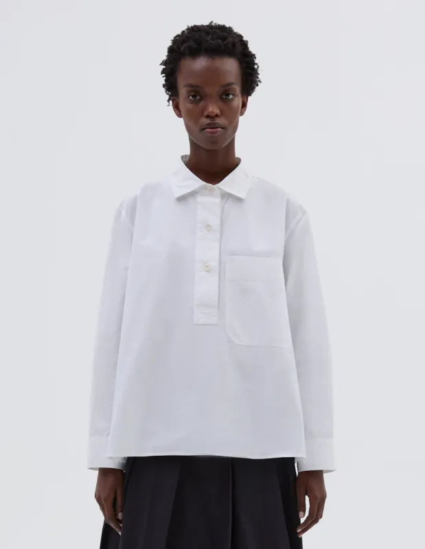 MHL. BIG POCKET SWING SHIRT | COMPACT COTTON POPLIN | WHITE sold by Margaret Howell