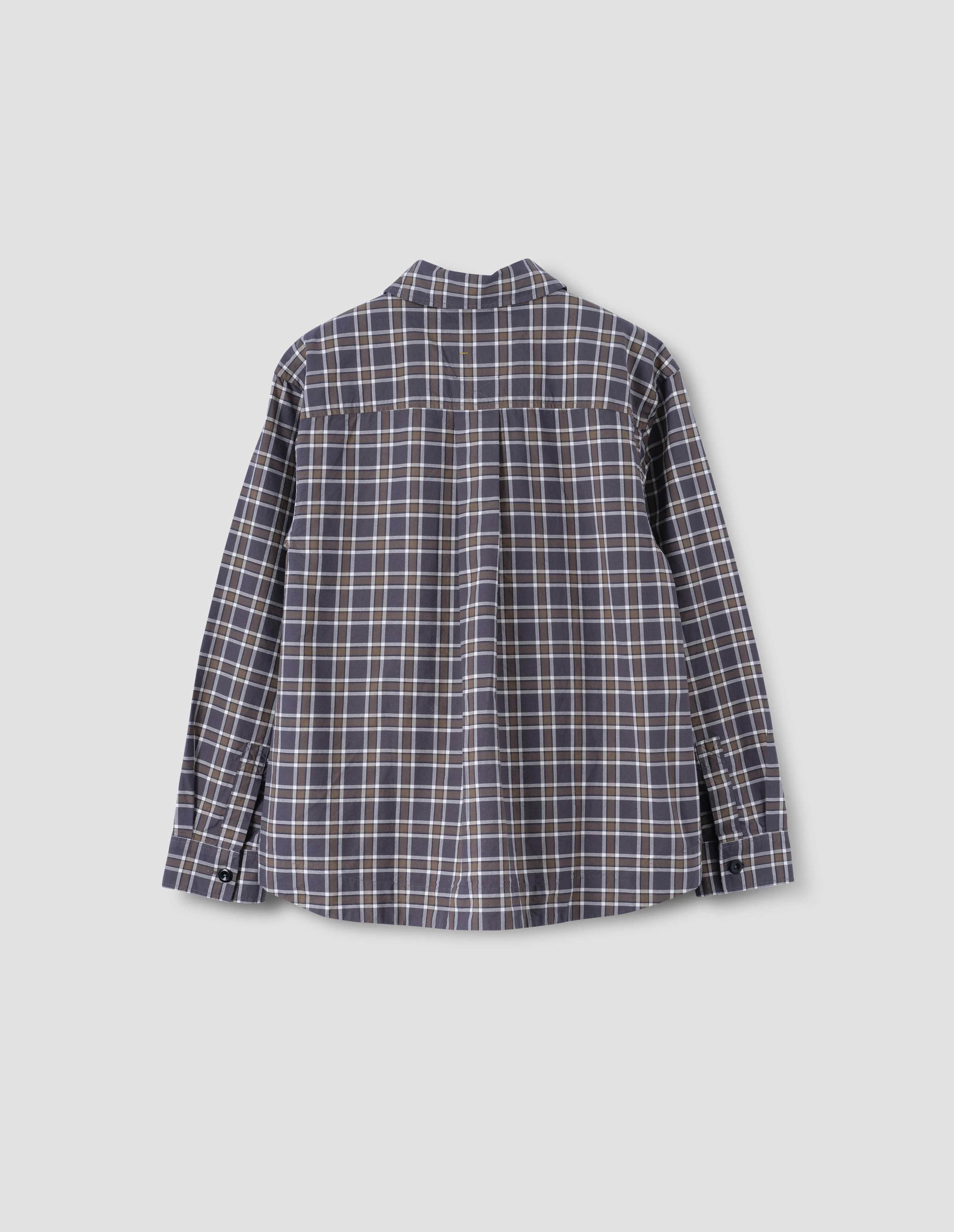 MHL. SINGLE POCKET OVERSHIRT | PLAINWEAVE COTTON CHECK | SLATE / MOSS sold by Margaret Howell product image thumbnail 5