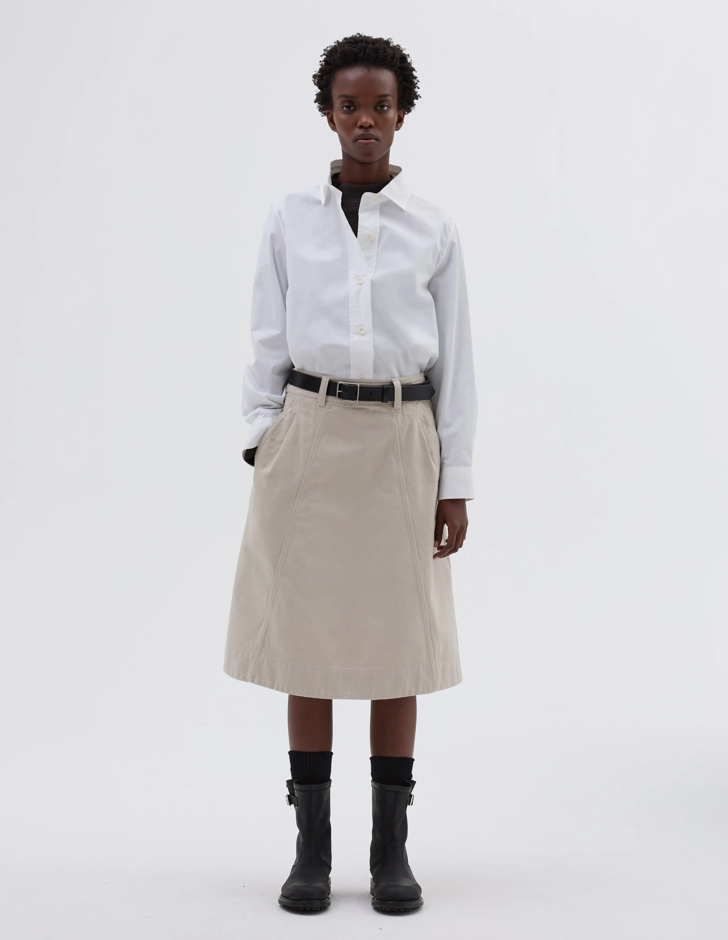 MHL. SIMPLE SHIRT | COMPACT COTTON POPLIN | WHITE sold by Margaret Howell product image thumbnail 2