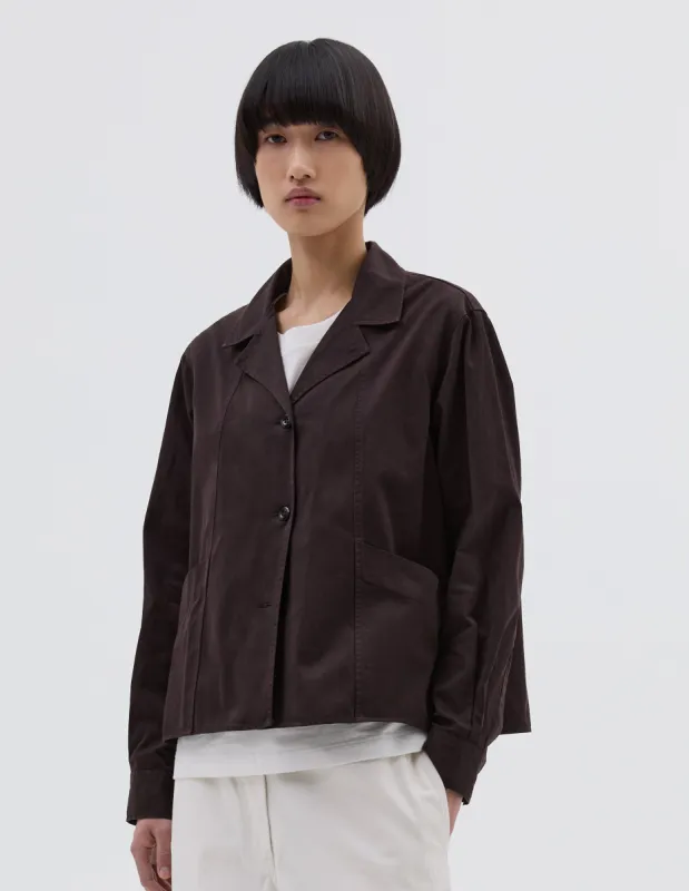 MHL. LONG SLEEVE PANEL POCKET SHIRT | SOFT DENSE COTTON | PEAT sold by Margaret Howell