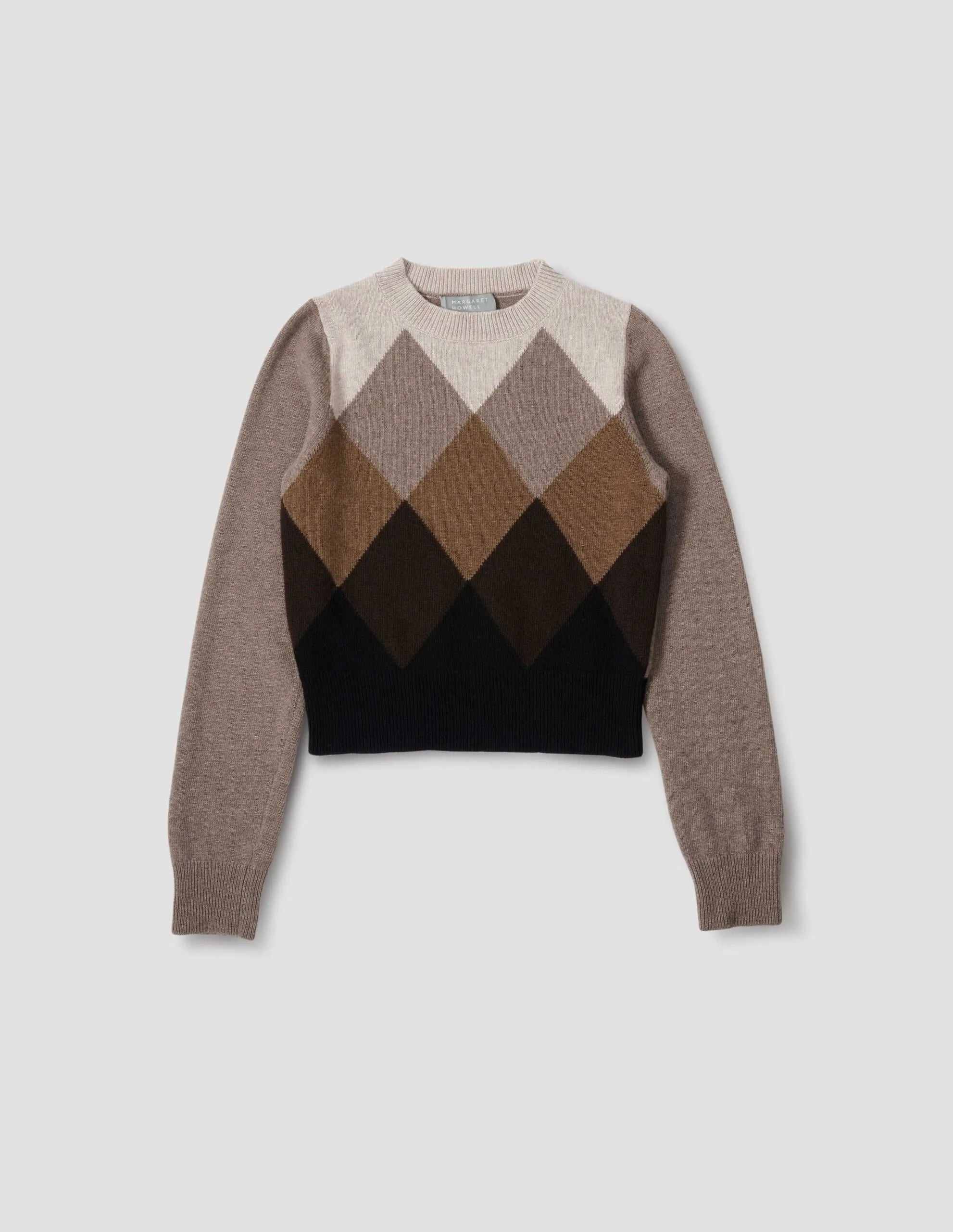 OMBRE ARGYLE JUMPER | MERINO CASHMERE | MOCHA sold by Margaret Howell product image thumbnail 4