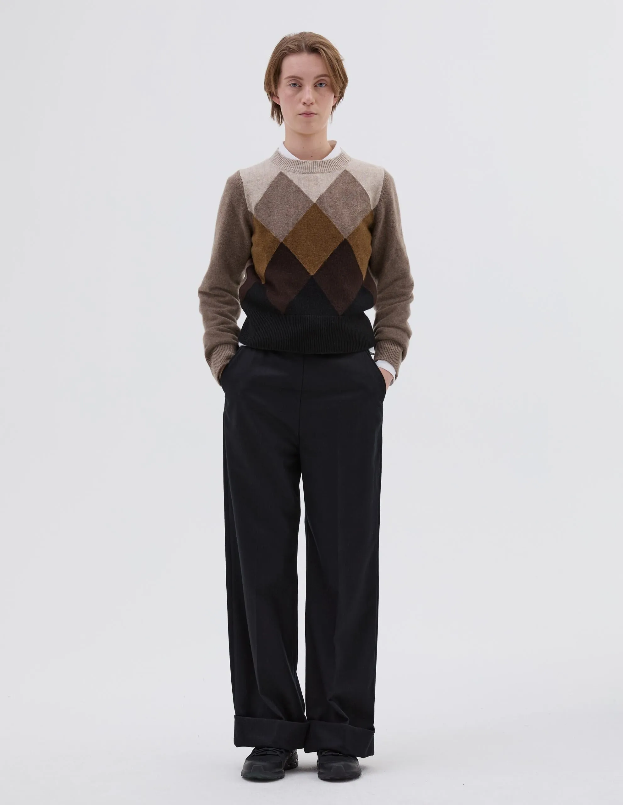 OMBRE ARGYLE JUMPER | MERINO CASHMERE | MOCHA sold by Margaret Howell product image thumbnail 2
