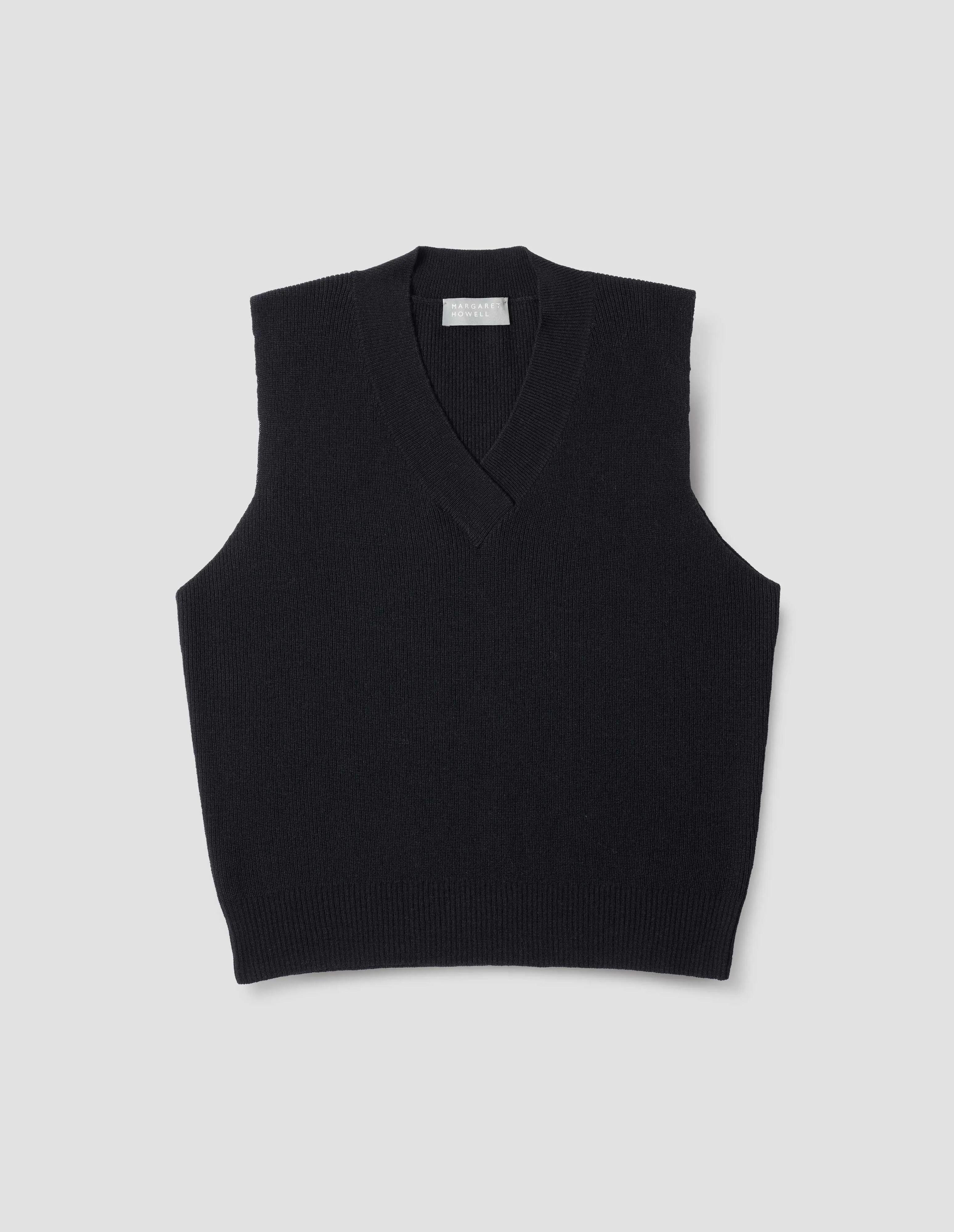 CROSS OVER V NECK SLIPOVER | WOOL SILK CASHMERE | BLACK sold by Margaret Howell product image thumbnail 4
