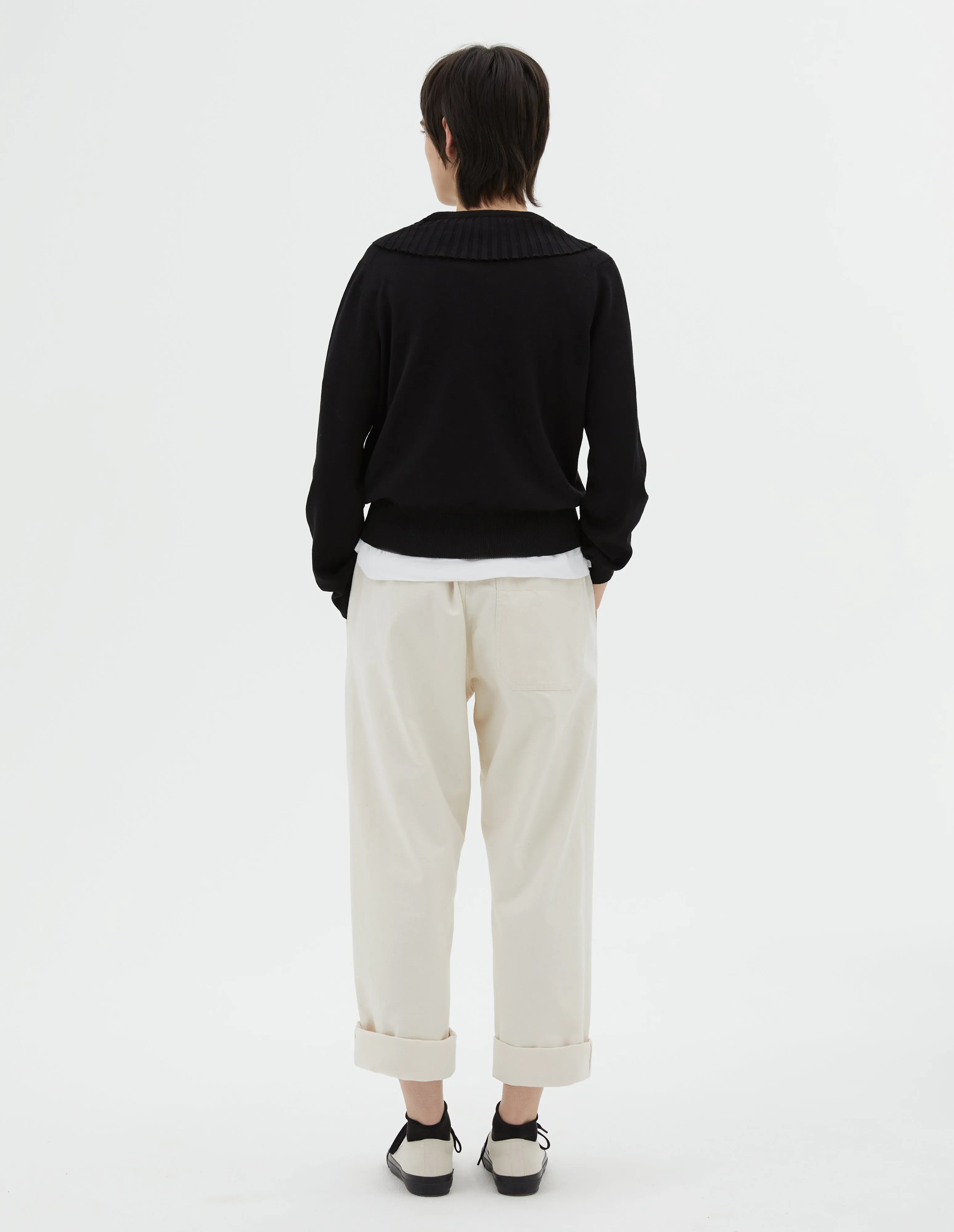 FLUTED COLLAR JUMPER | EXTRAFINE MERINO WOOL | BLACK sold by Margaret Howell product image thumbnail 3