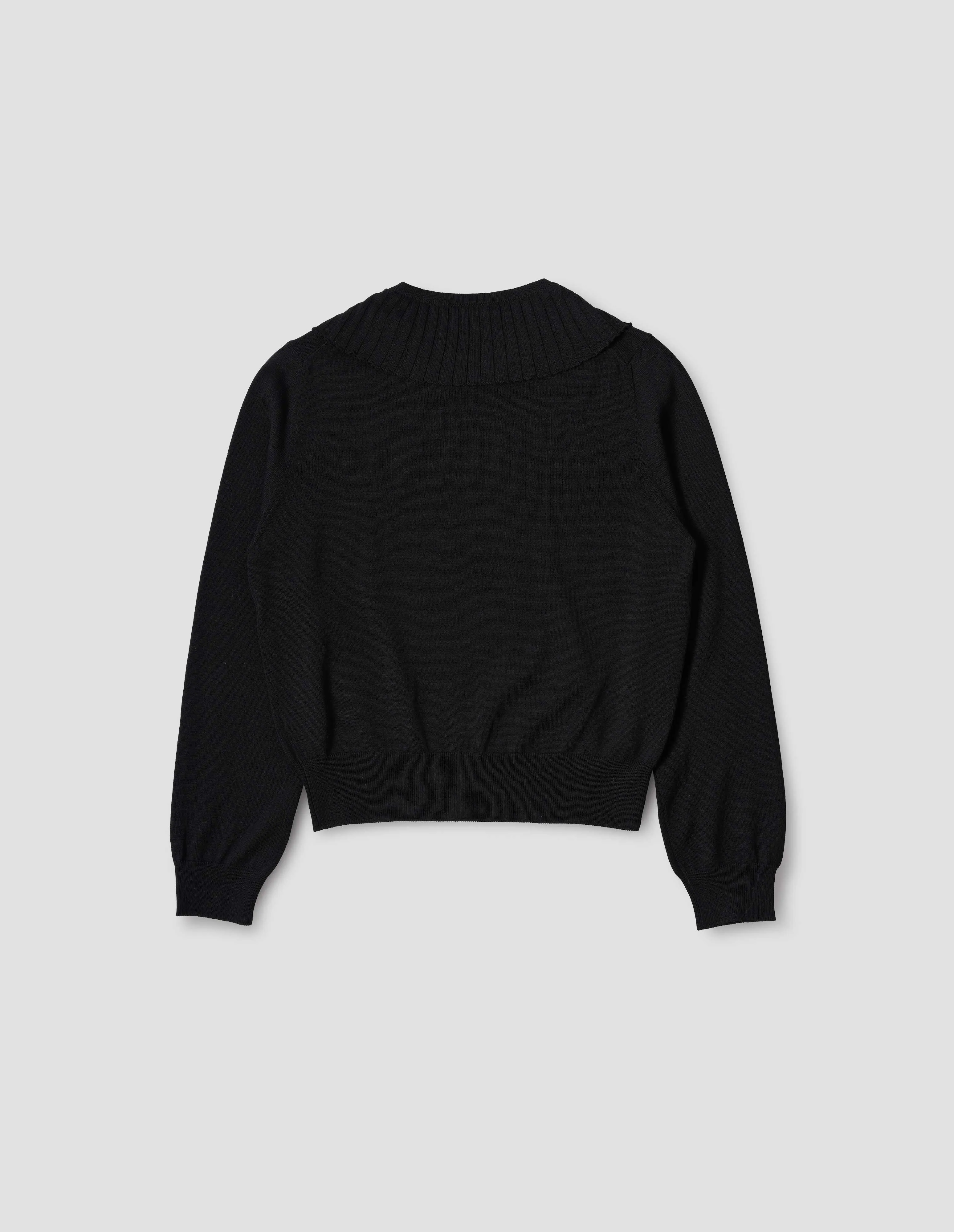 FLUTED COLLAR JUMPER | EXTRAFINE MERINO WOOL | BLACK sold by Margaret Howell product image thumbnail 5