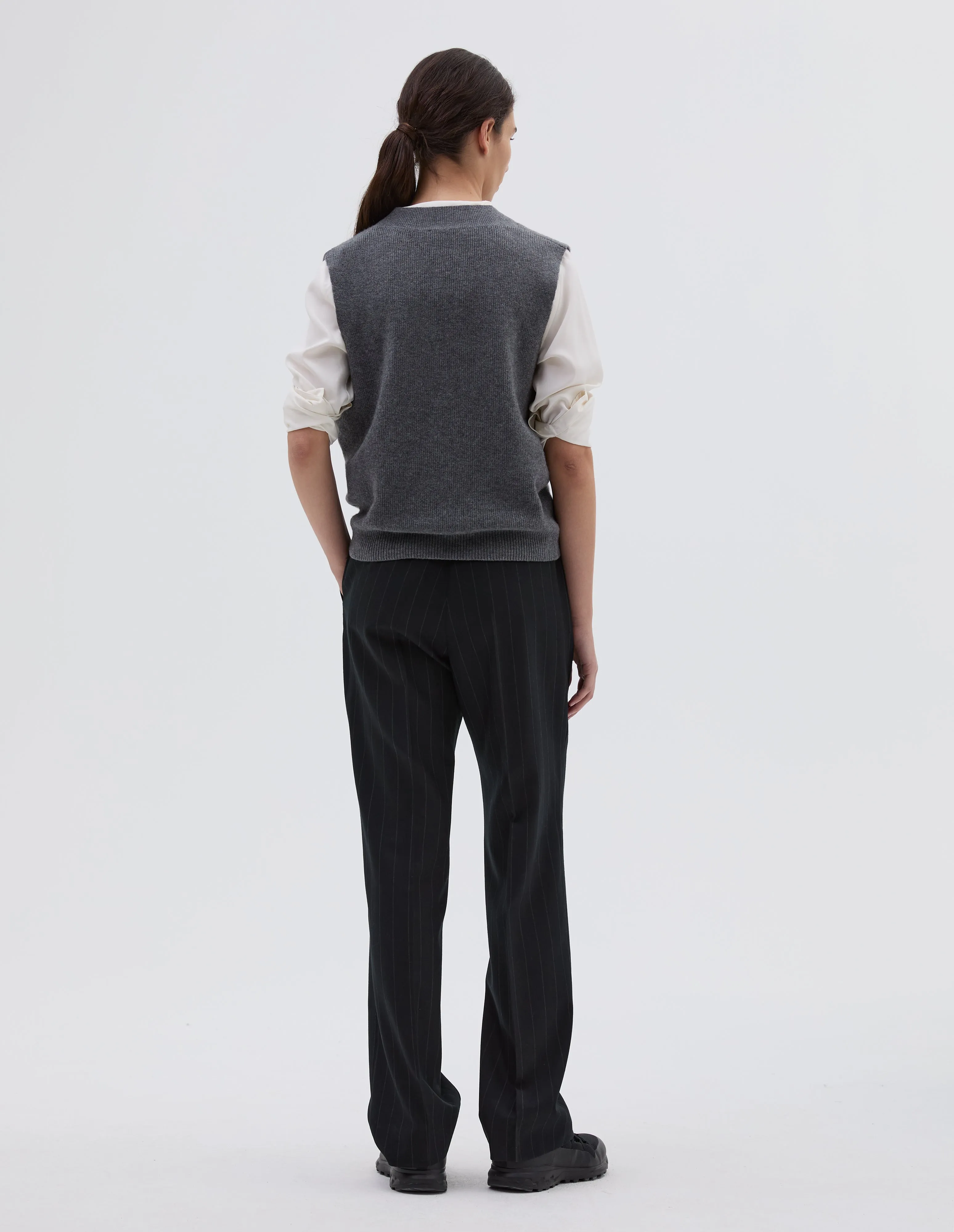 CROSS OVER V NECK SLIPOVER | WOOL SILK CASHMERE
| GREY FLANNEL sold by Margaret Howell product image thumbnail 3