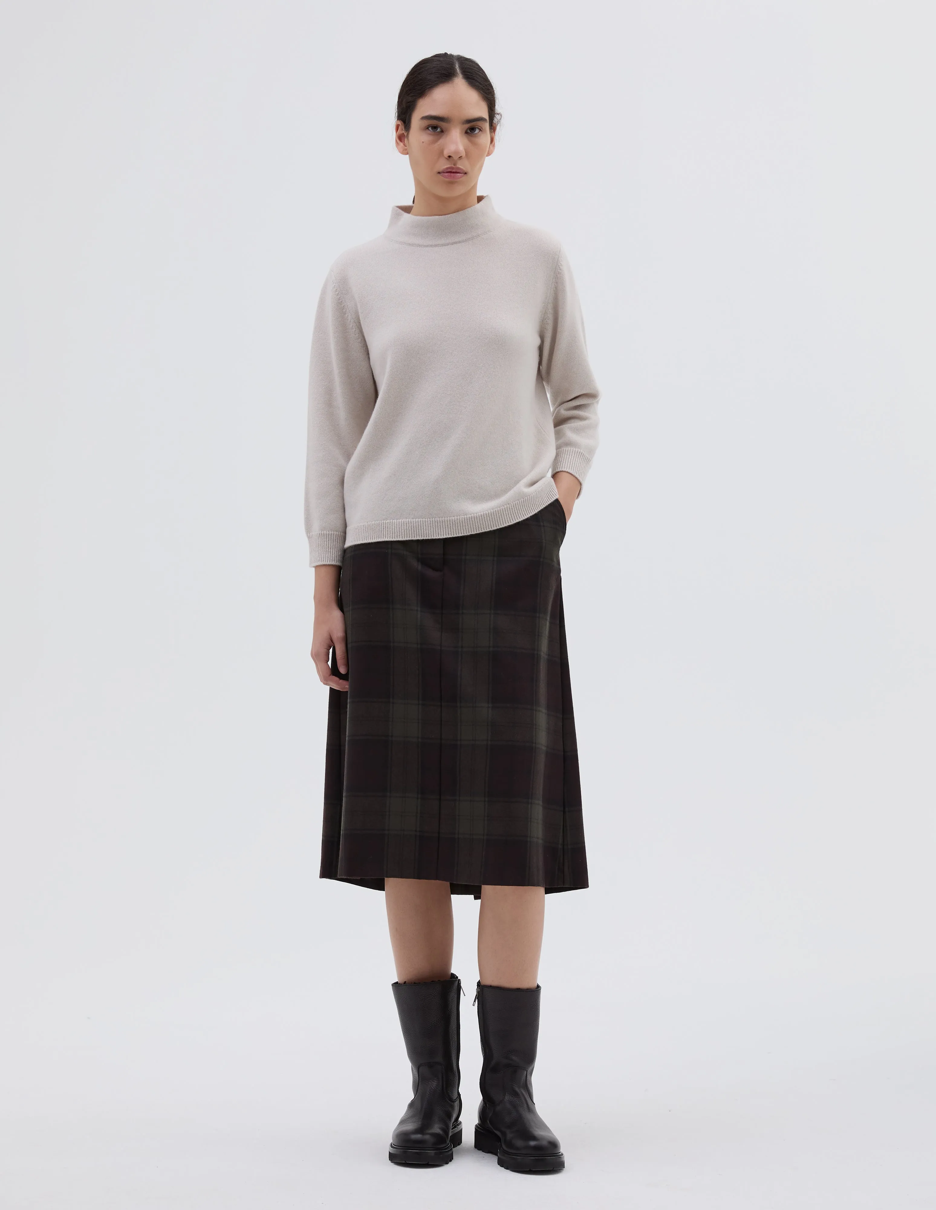 CROPPED SLEEVE TURTLE NECK | CASHMERE | MIST sold by Margaret Howell product image thumbnail 2