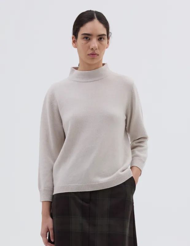 CROPPED SLEEVE TURTLE NECK | CASHMERE | MIST sold by Margaret Howell