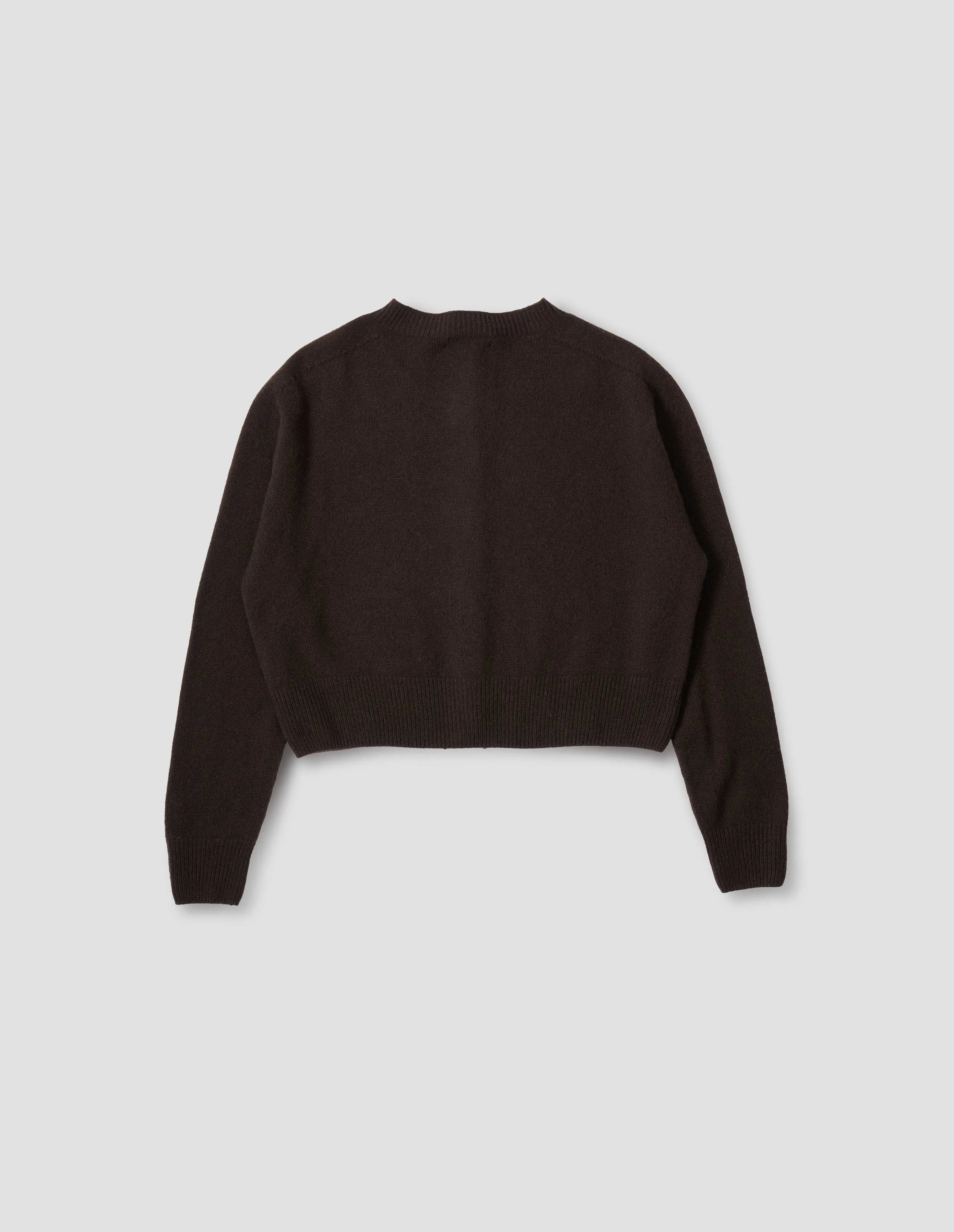 SMALL CREW NECK CARDIGAN | MERINO CASHMERE | COFFEE sold by Margaret Howell product image thumbnail 5