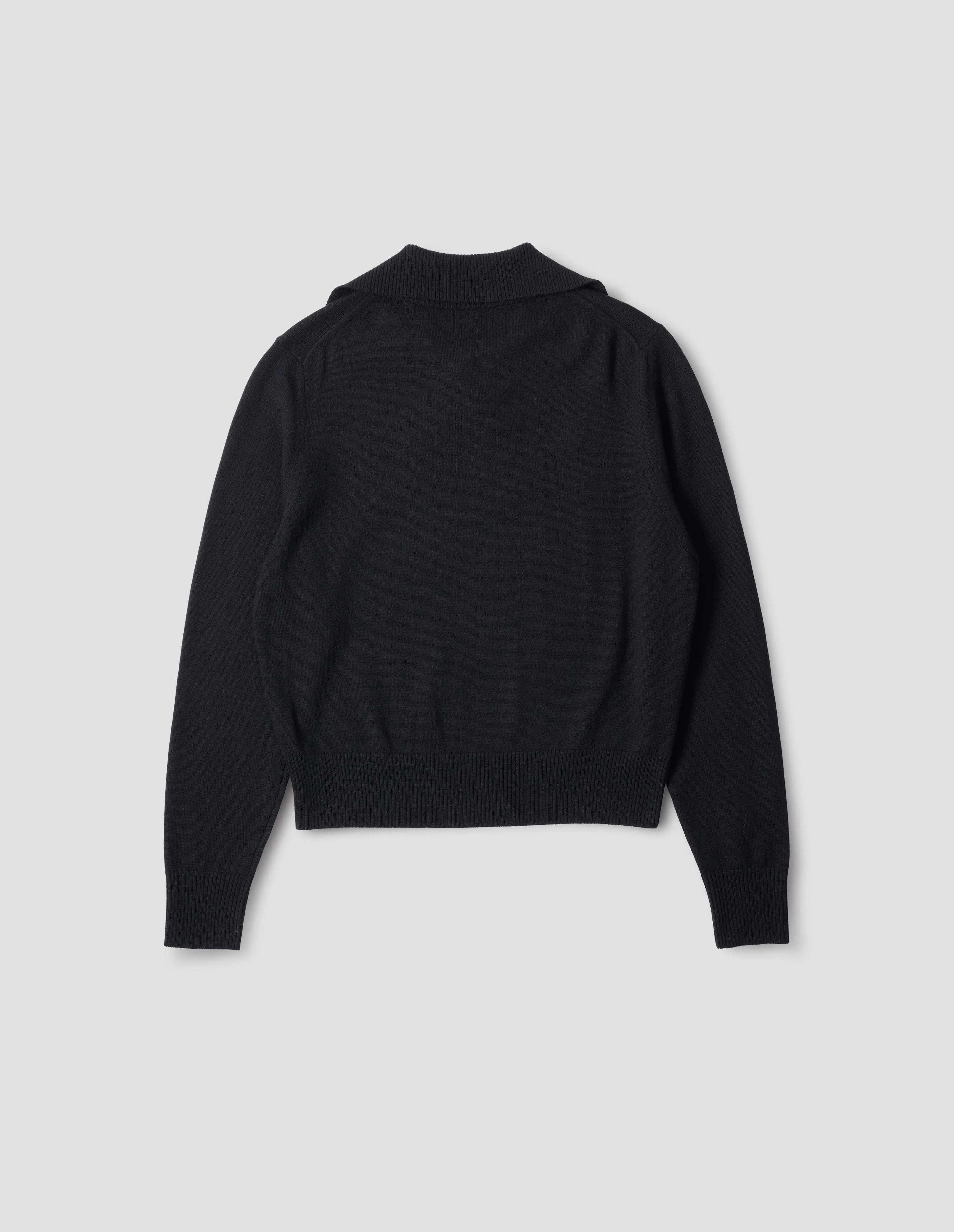 CROSS NECK POLO JUMPER | FINE LAMBSWOOL | BLACK sold by Margaret Howell product image thumbnail 5