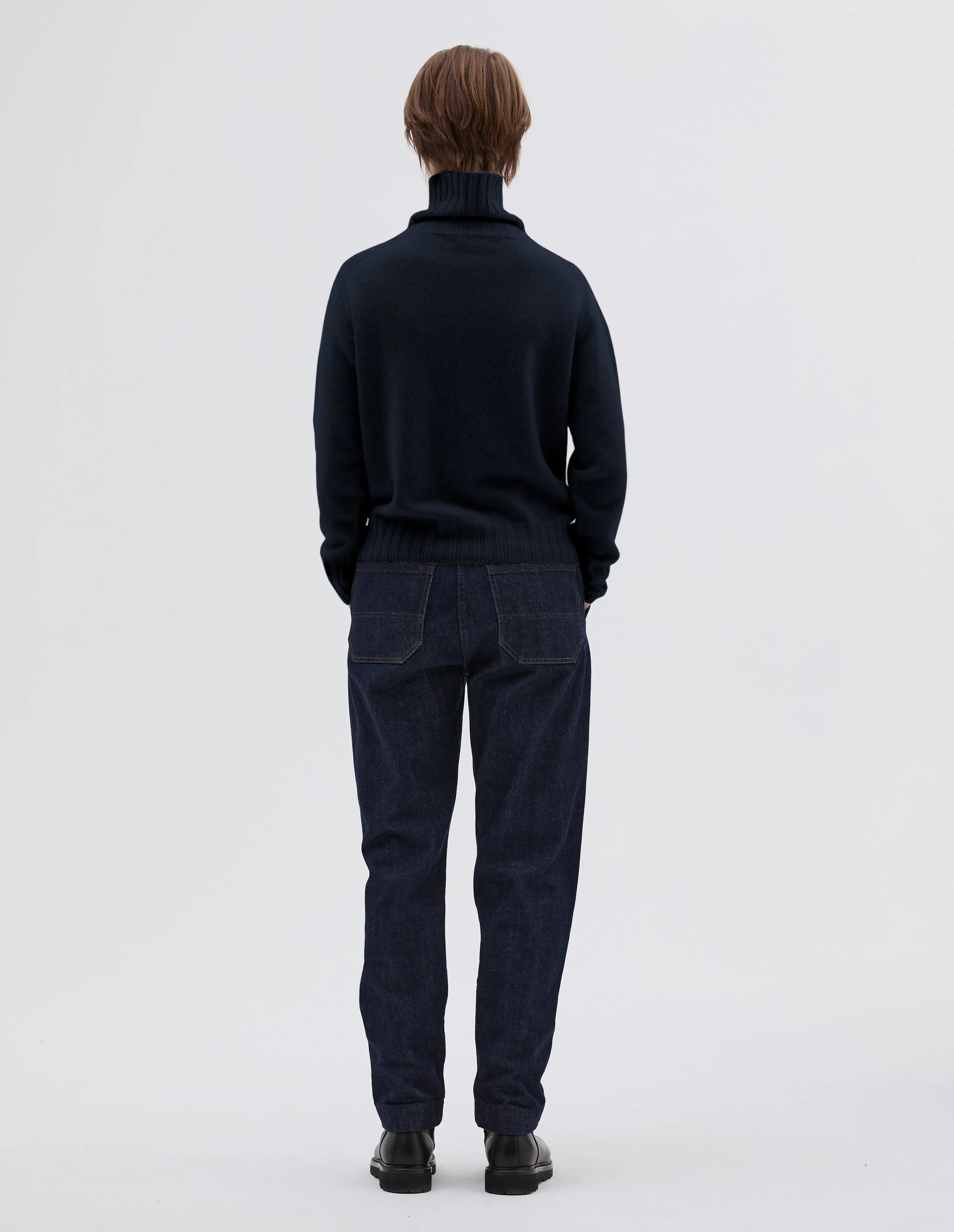 WIDE ROLL NECK | CASHMERE | DARK NAVY sold by Margaret Howell product image thumbnail 3