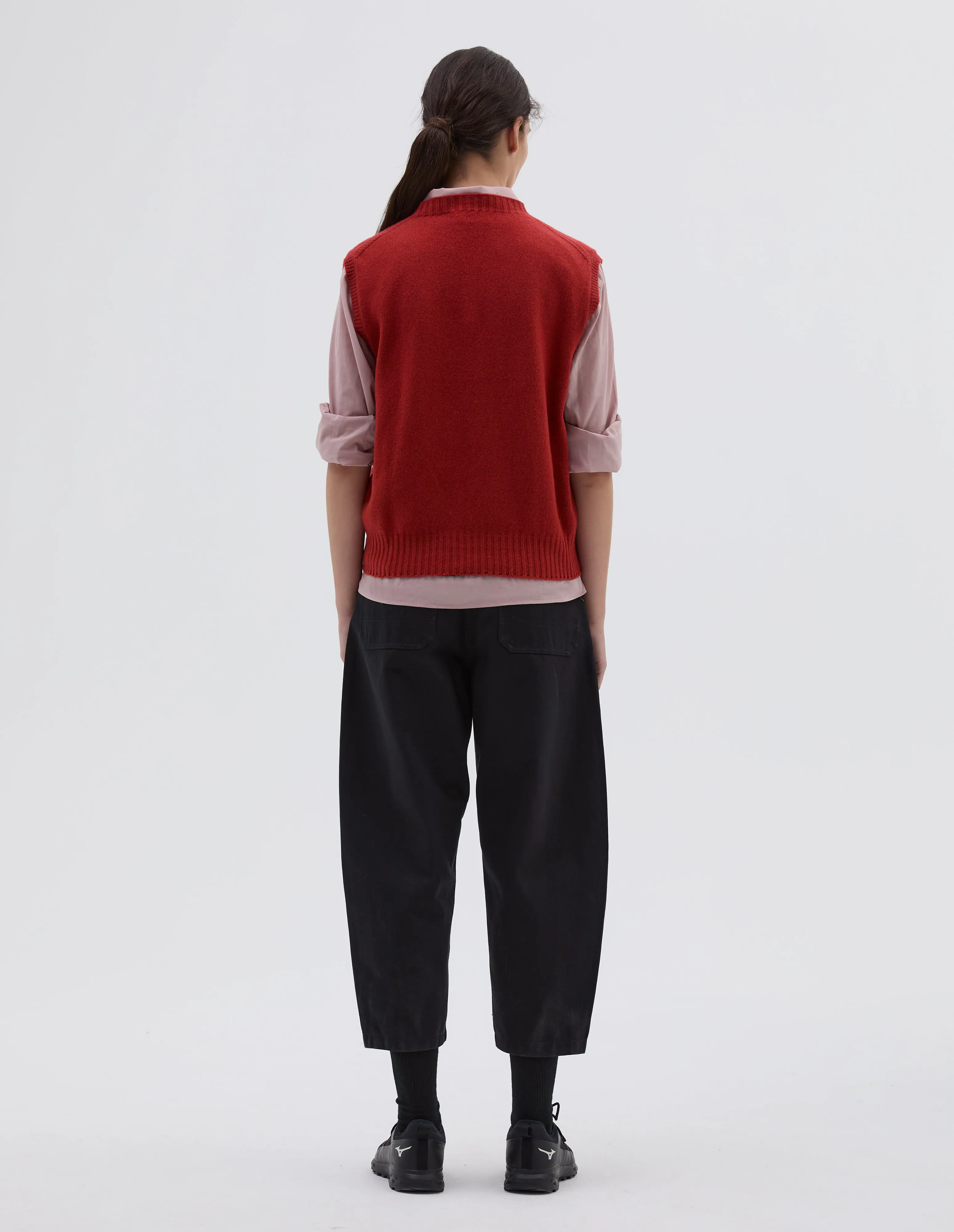 BOXY CREW NECK SLIPOVER | MERINO CASHMERE | CARMINE sold by Margaret Howell product image thumbnail 3