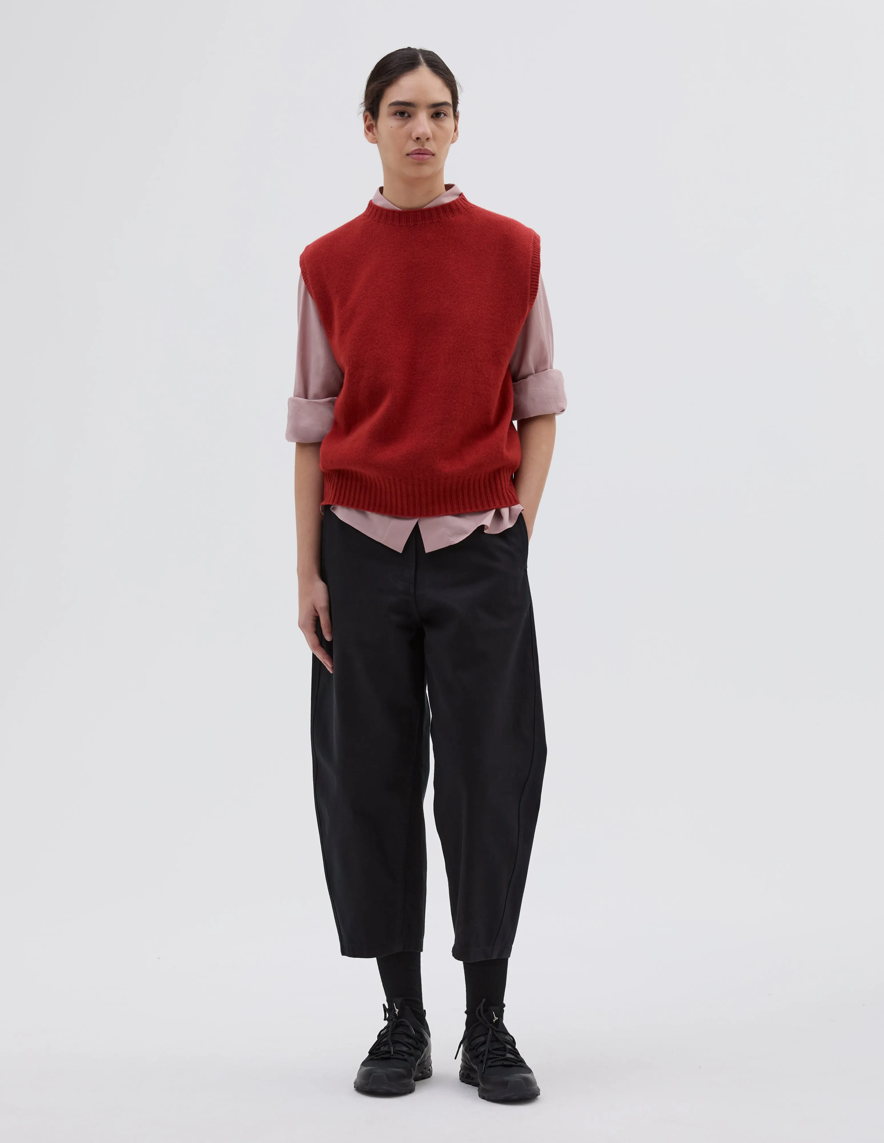 BOXY CREW NECK SLIPOVER | MERINO CASHMERE | CARMINE sold by Margaret Howell product image thumbnail 2