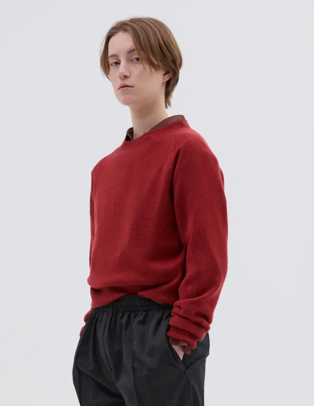 SHORT CLASSIC CREW NECK | CASHMERE
 | CARMINE sold by Margaret Howell