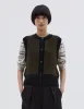 MHL. CONTRAST TRIM WAISTCOAT | VIRGIN WOOL | DARK OLIVE / BLACK sold by Margaret Howell