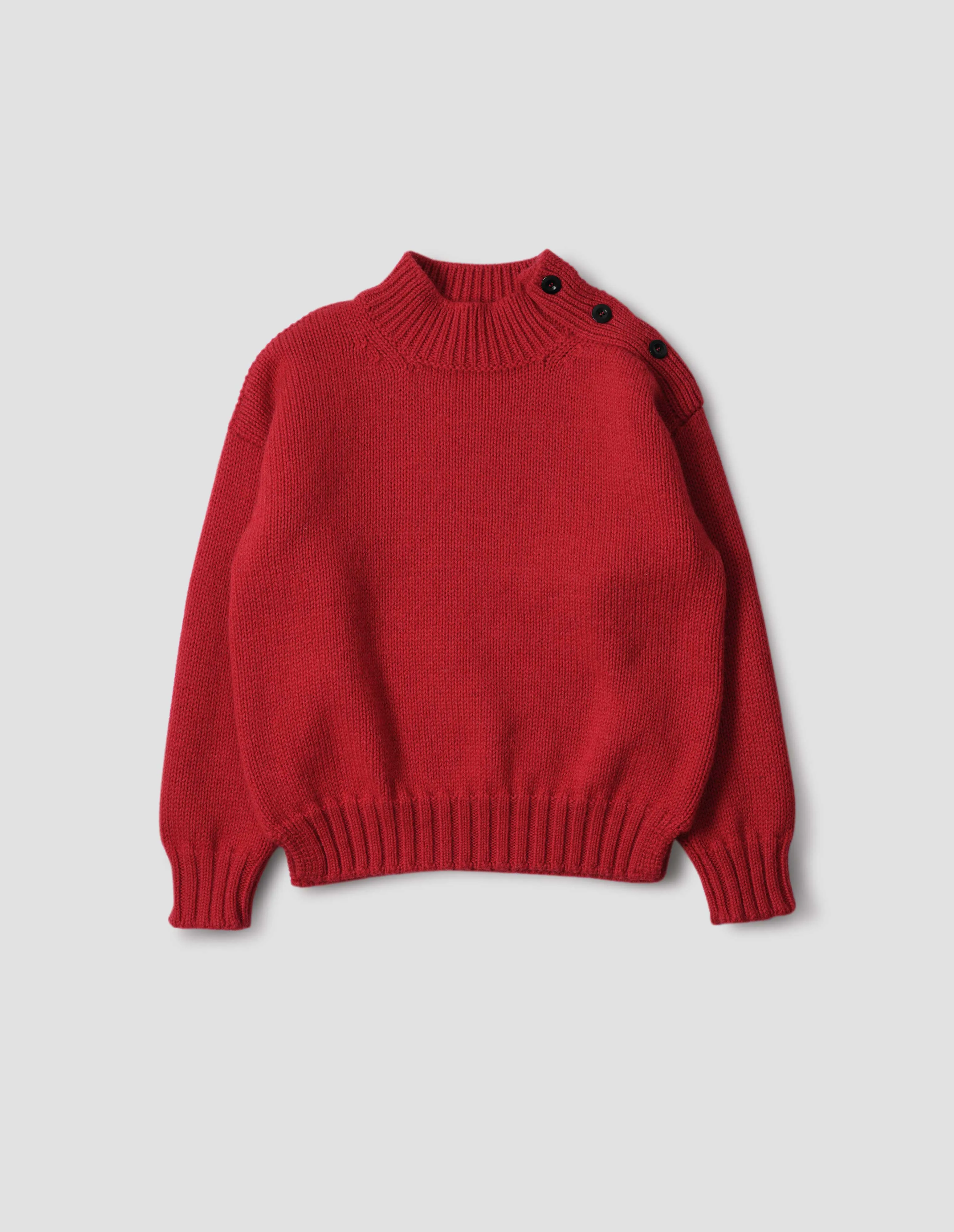 MHL. CHUNKY BUTTON NECK SWEATER | BRITISH WOOL | SPORTS RED sold by Margaret Howell product image thumbnail 5