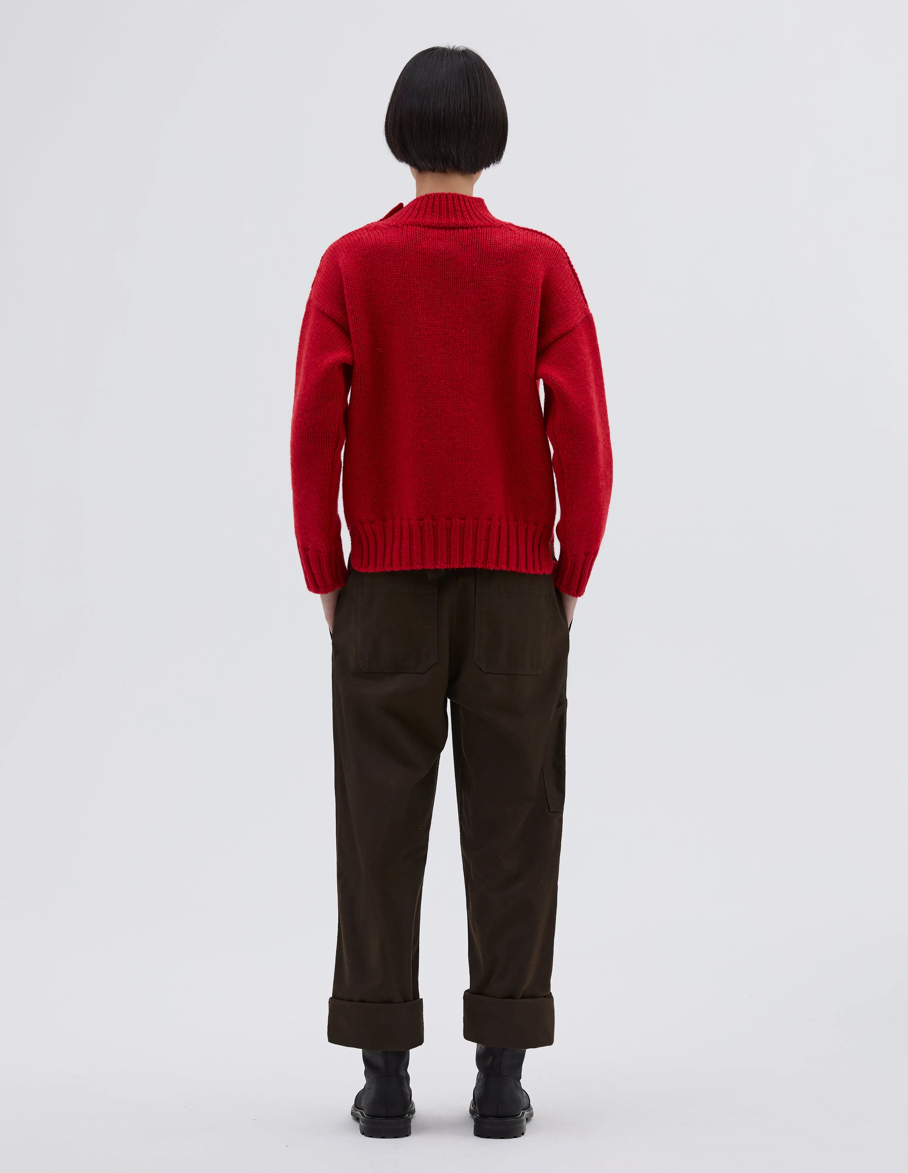MHL. CHUNKY BUTTON NECK SWEATER | BRITISH WOOL | SPORTS RED sold by Margaret Howell product image thumbnail 4