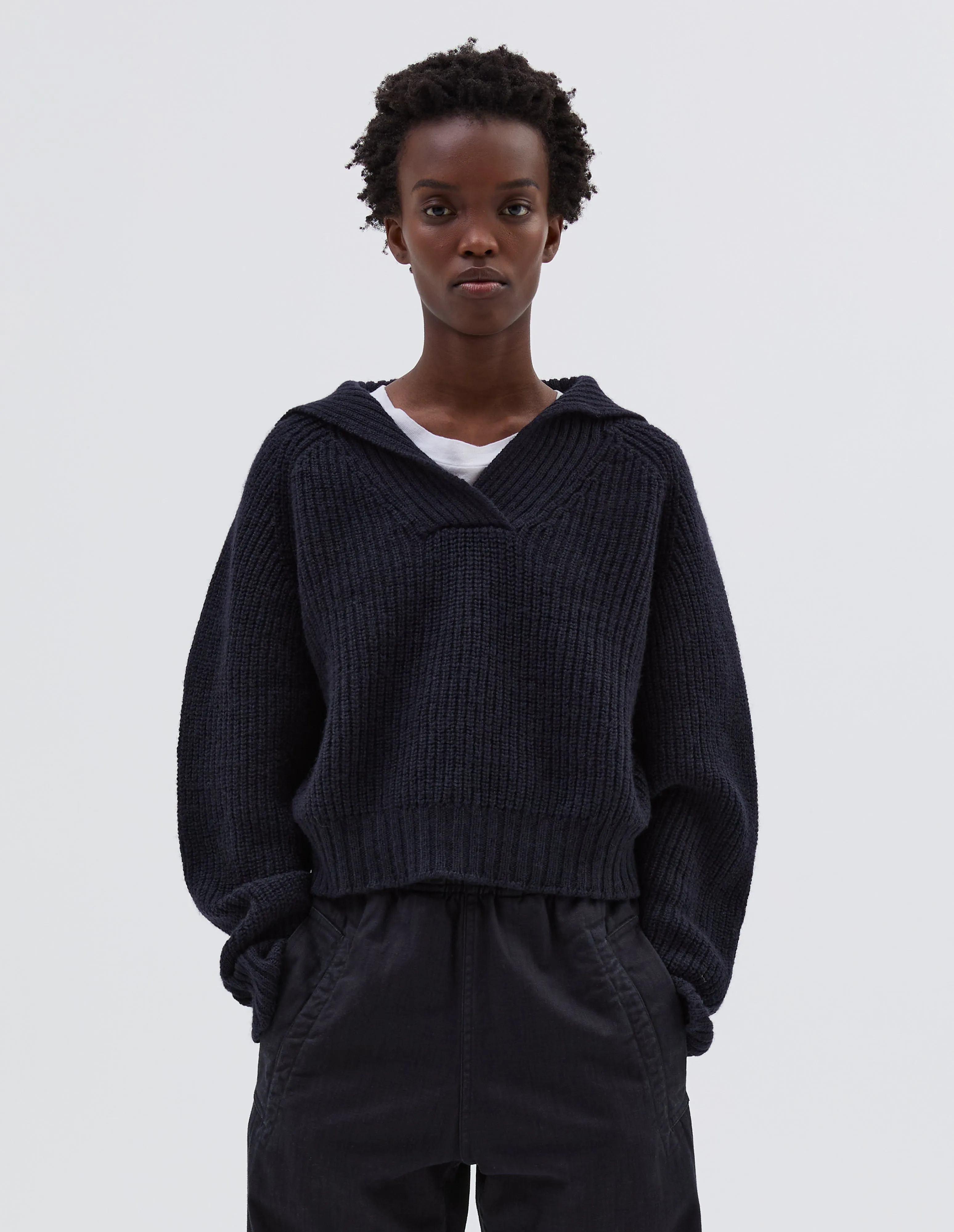 MHL. CHUNKY SAILOR COLLAR | BRITISH MERINO | DARK NAVY sold by Margaret Howell