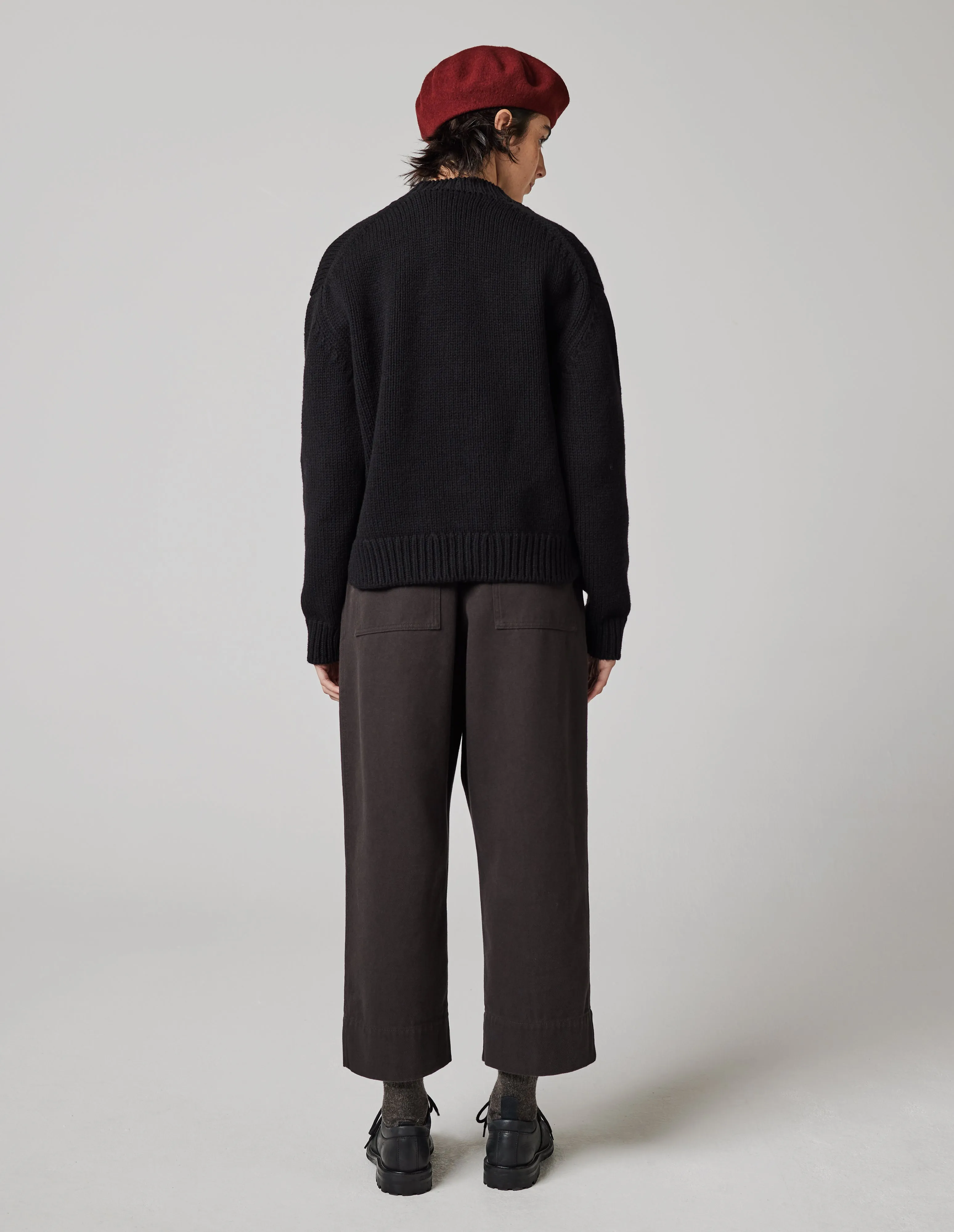 MHL. CHUNKY V NECK | BRITISH MERINO | BLACK sold by Margaret Howell product image thumbnail 3