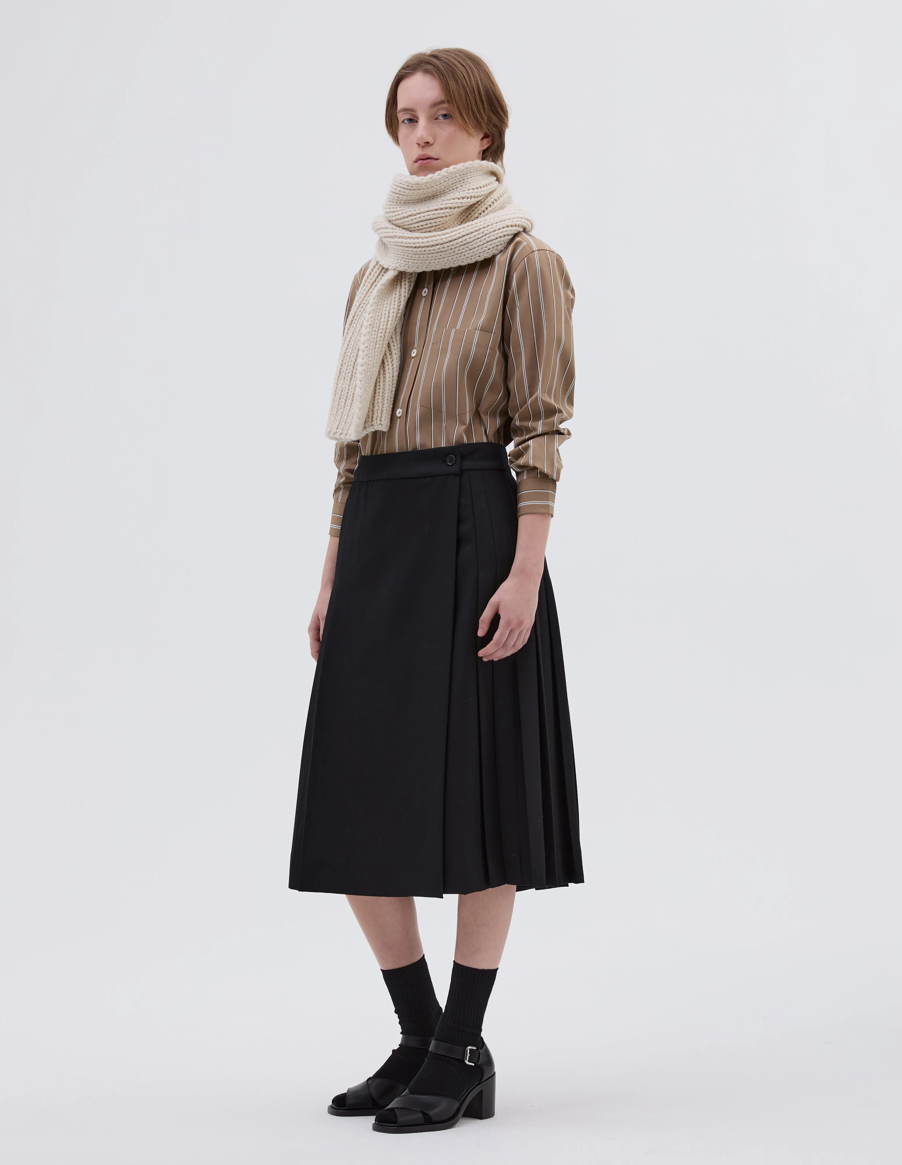 FLAT FRONT KILT | BARATHEA WOOL BLEND | BLACK sold by Margaret Howell