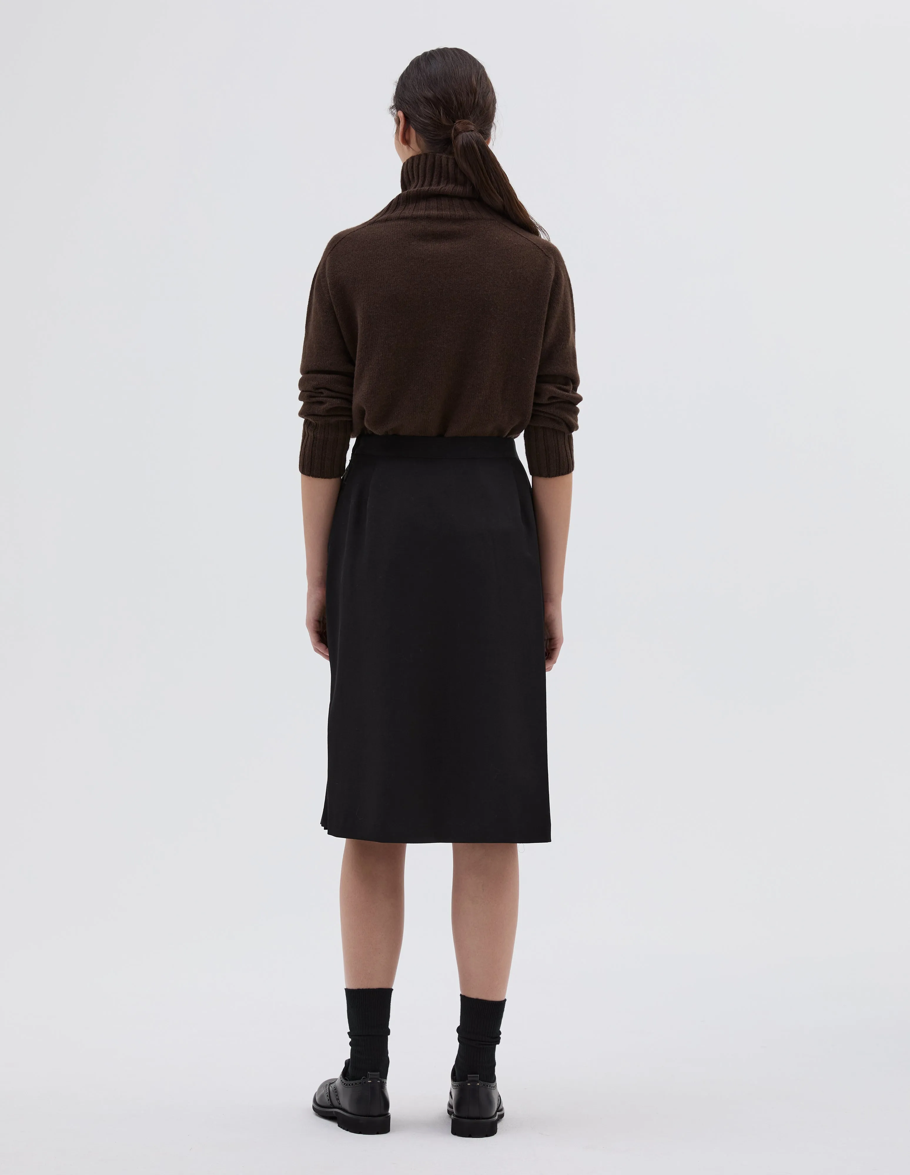 KICK PLEAT SKIRT | FLUID WOOL TWILL | BLACK sold by Margaret Howell product image thumbnail 2