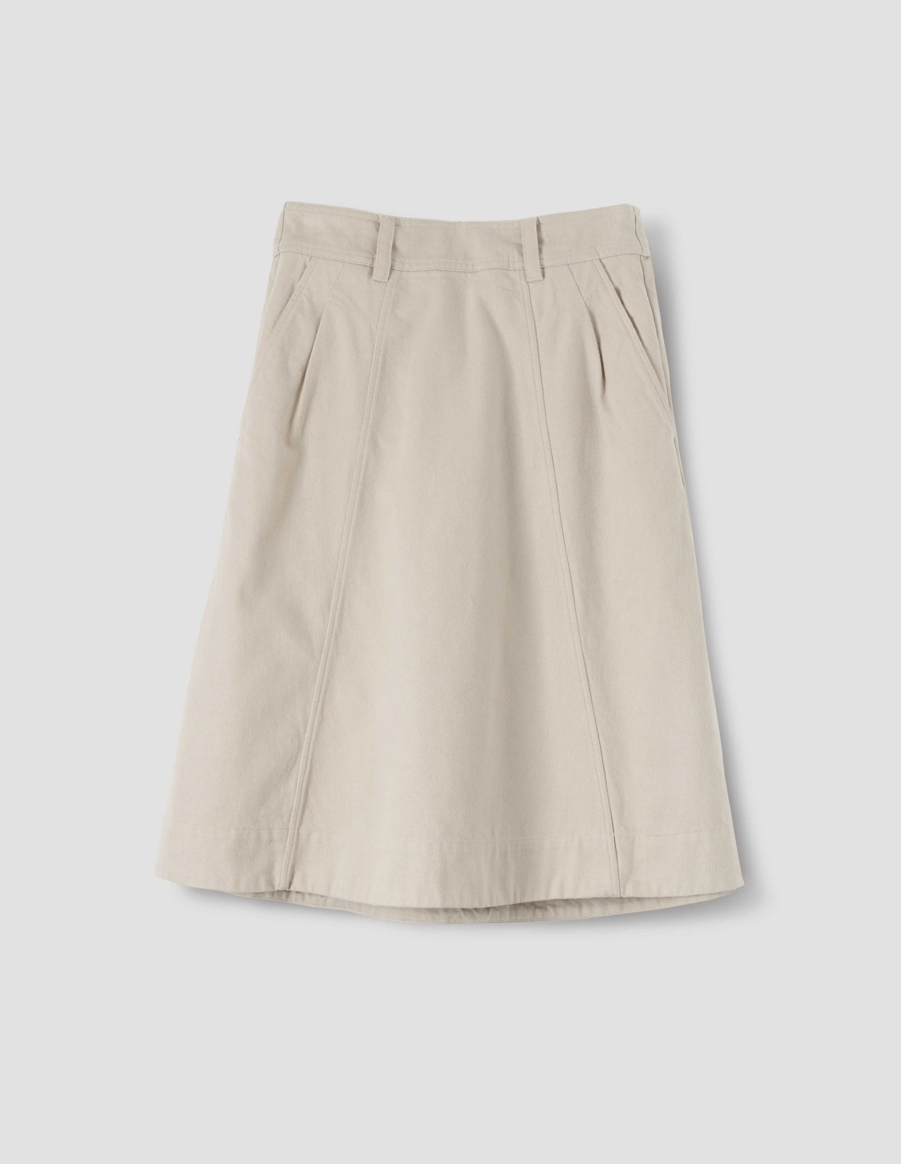 MHL. PANELLED SCOUT SKIRT | WORN COTTON DRILL | PUTTY sold by Margaret Howell product image thumbnail 3