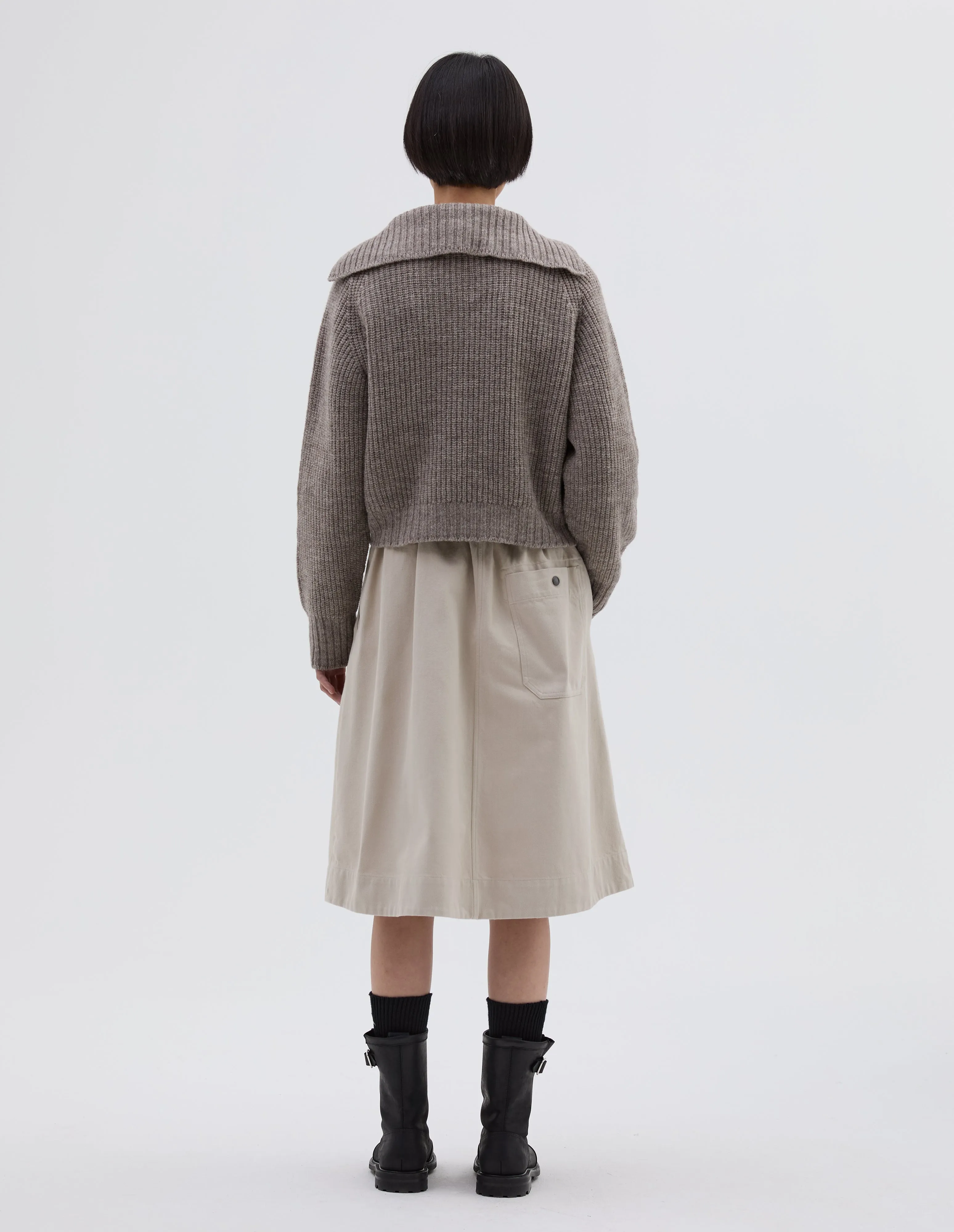 MHL. PANELLED SCOUT SKIRT | WORN COTTON DRILL | PUTTY sold by Margaret Howell product image thumbnail 2
