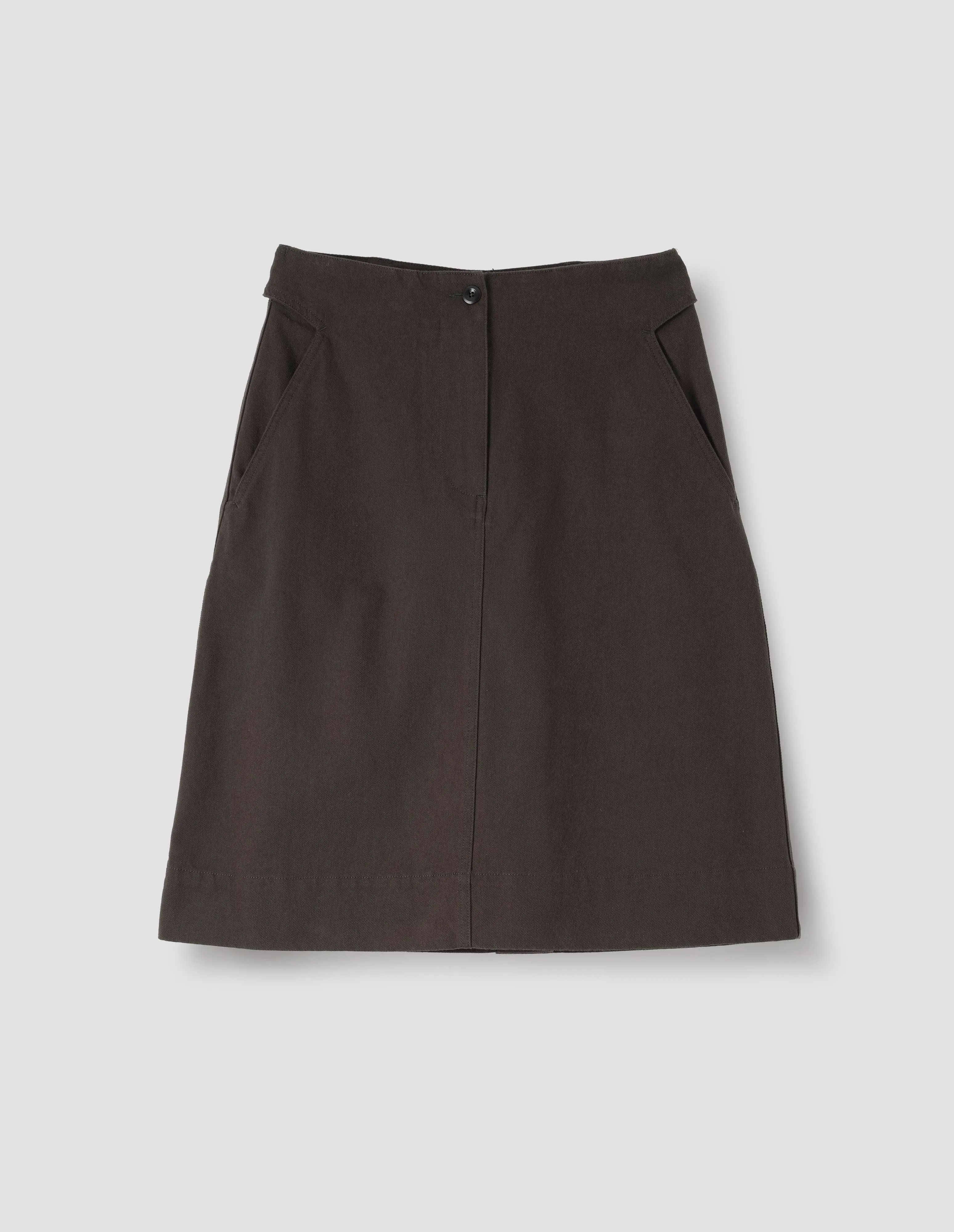 MHL. CINCH BACK SKIRT | RAISED COTTON DRILL | DARK BROWN sold by Margaret Howell product image thumbnail 4