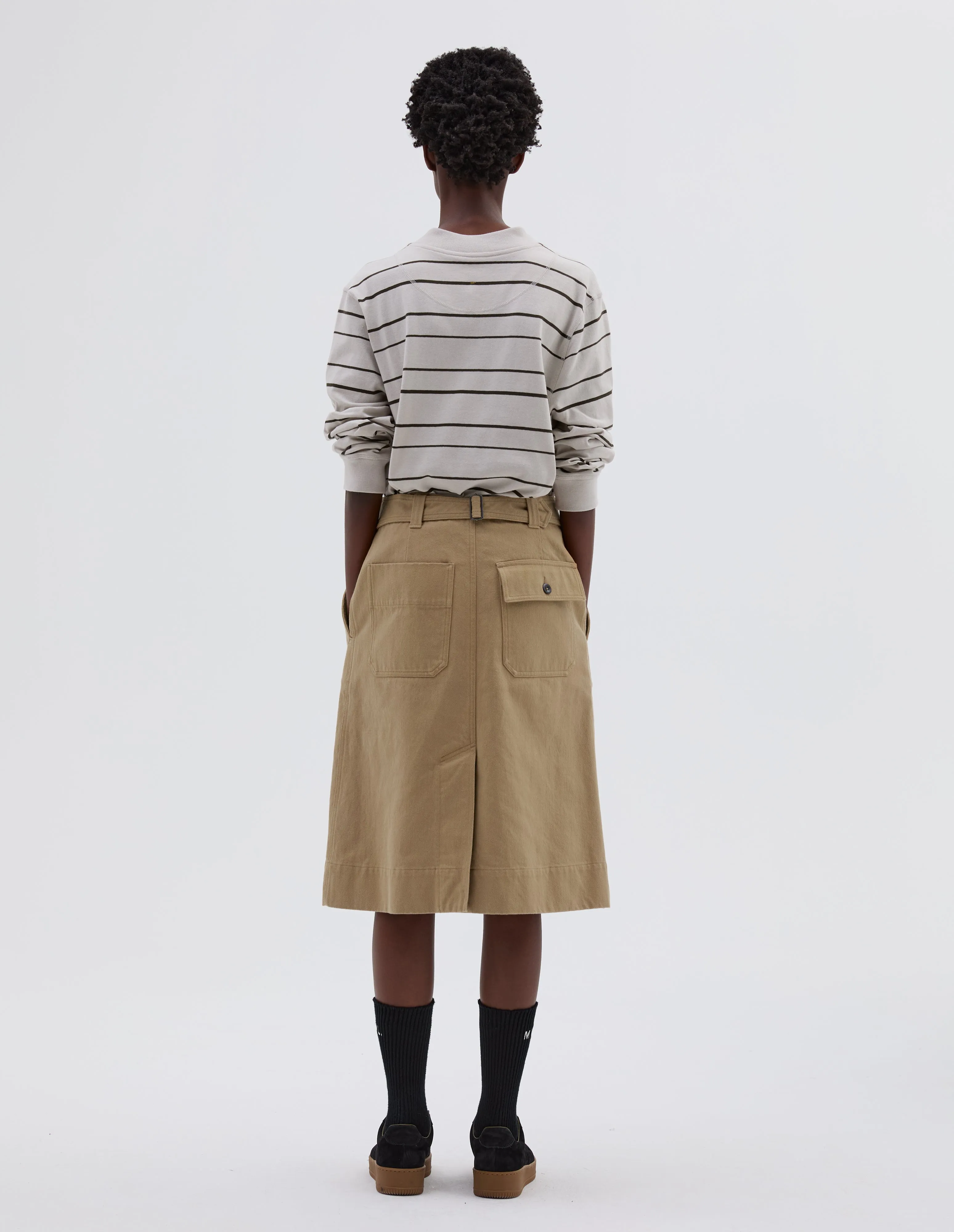 MHL. CINCH BACK SKIRT | RAISED COTTON DRILL | STONE sold by Margaret Howell product image thumbnail 3