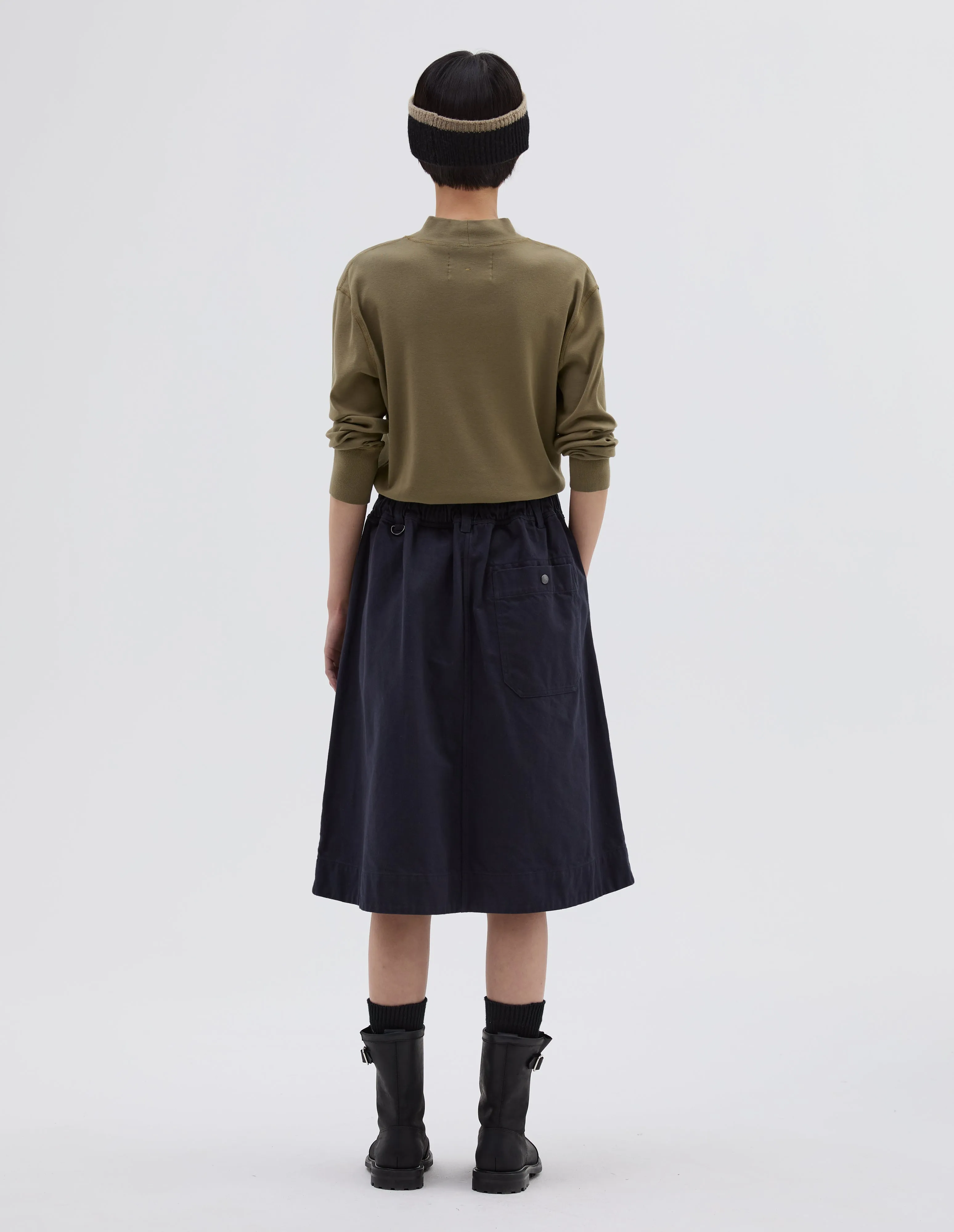 MHL. PANELLED SCOUT SKIRT | WORN COTTON DRILL | INK sold by Margaret Howell product image thumbnail 2