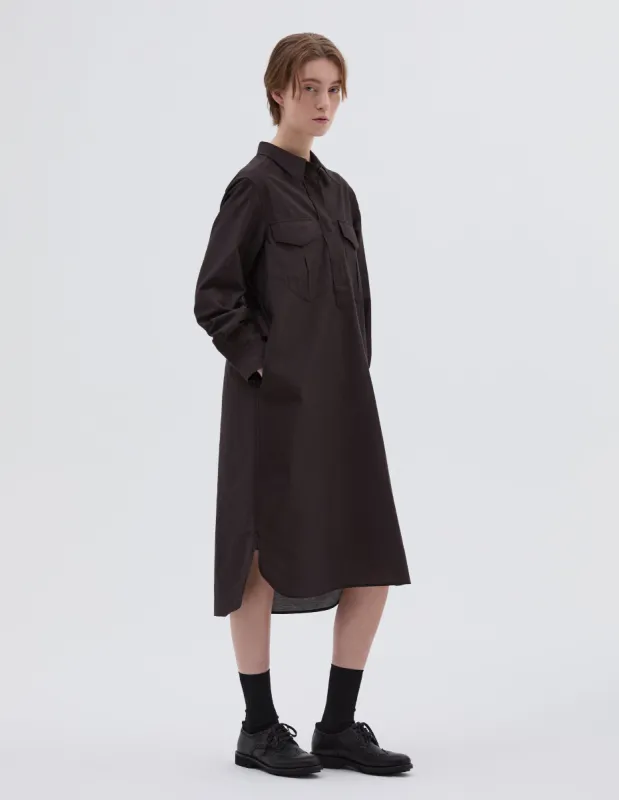 DOUBLE POCKET DRESS | LIGHT COTTON SILK
 | WARM BROWN sold by Margaret Howell