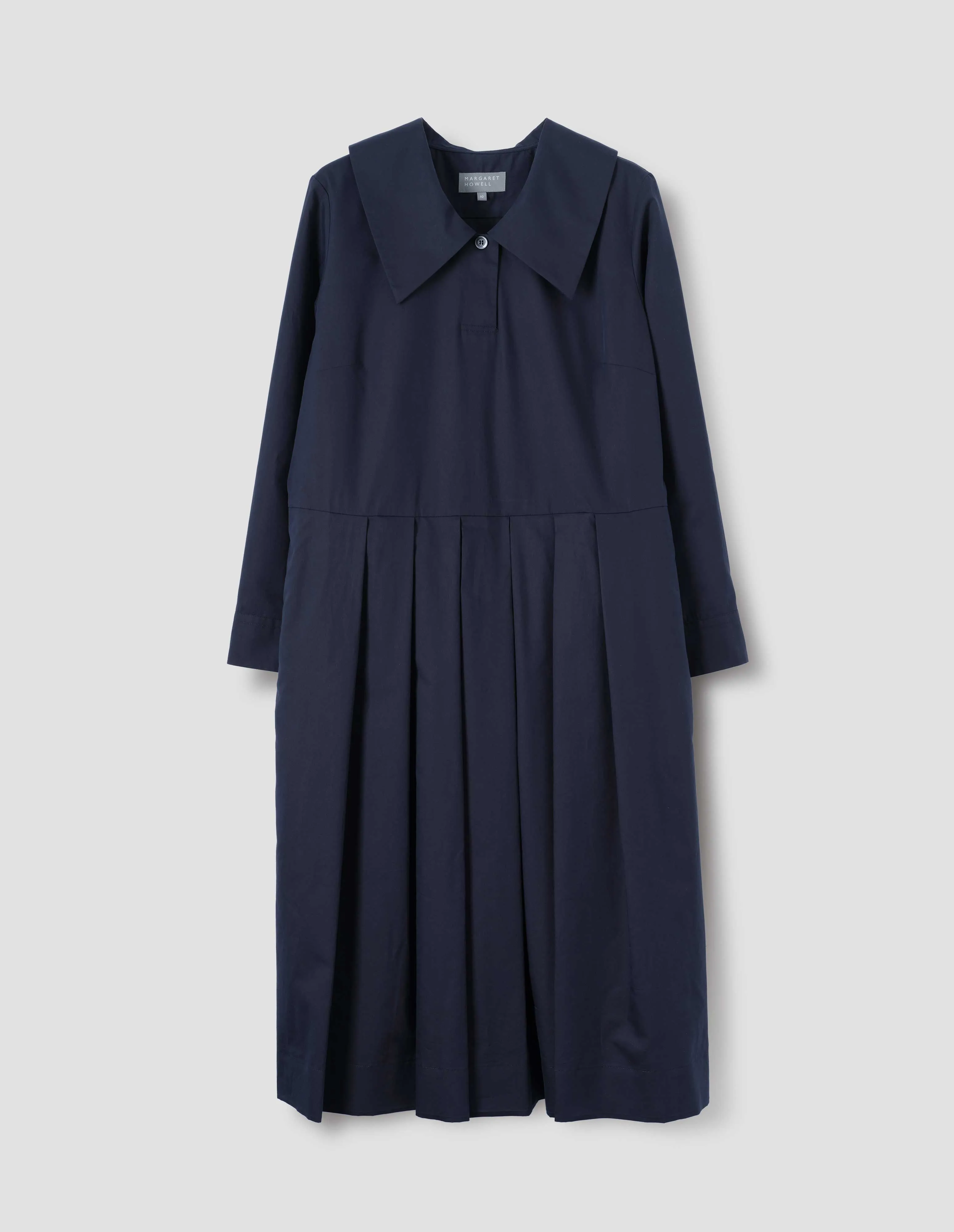 BIG COLLAR DRESS | SOFT COTTON SILK | DARK NAVY sold by Margaret Howell product image thumbnail 3