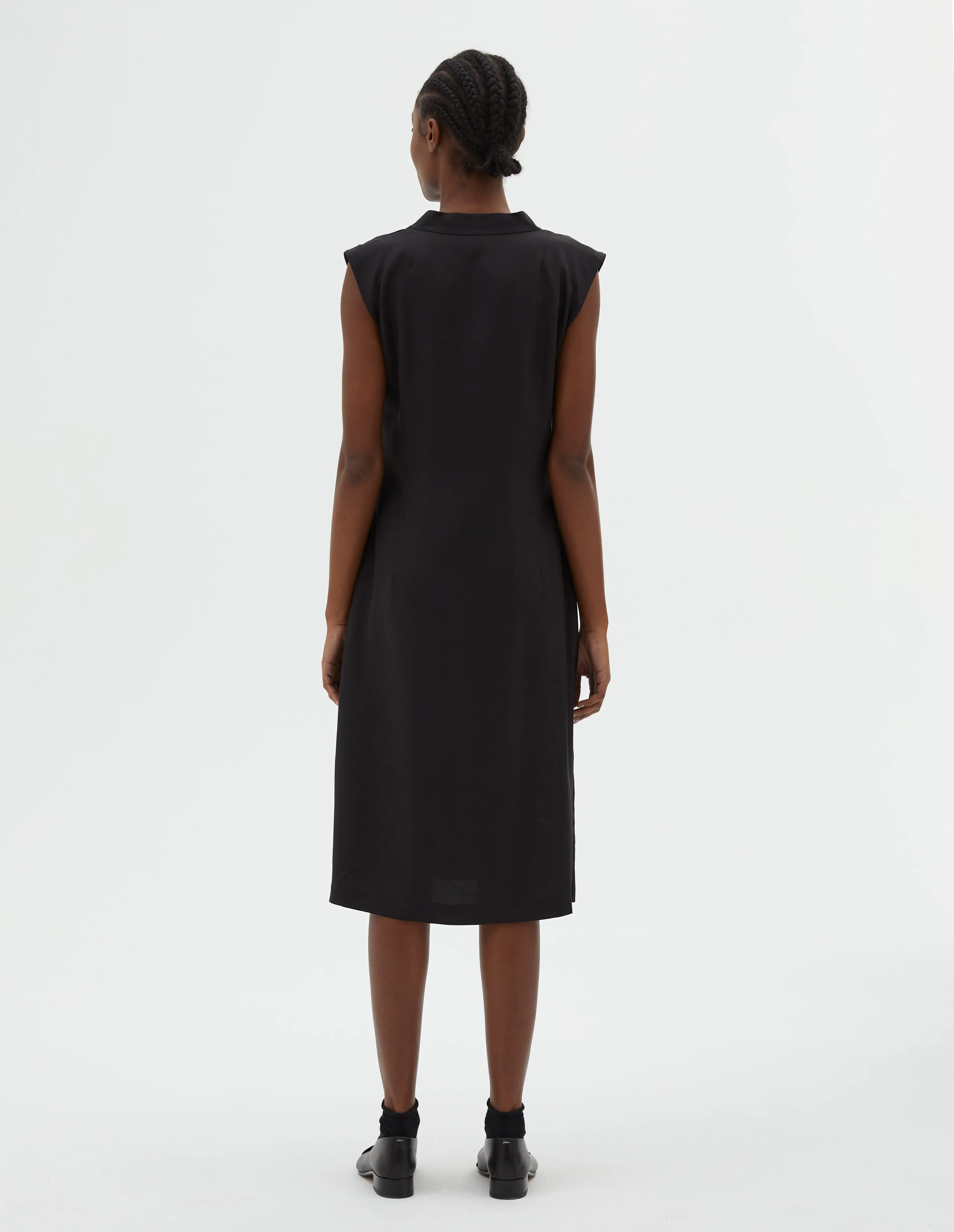 V NECK DRESS | MATT SILK | BLACK sold by Margaret Howell product image thumbnail 2