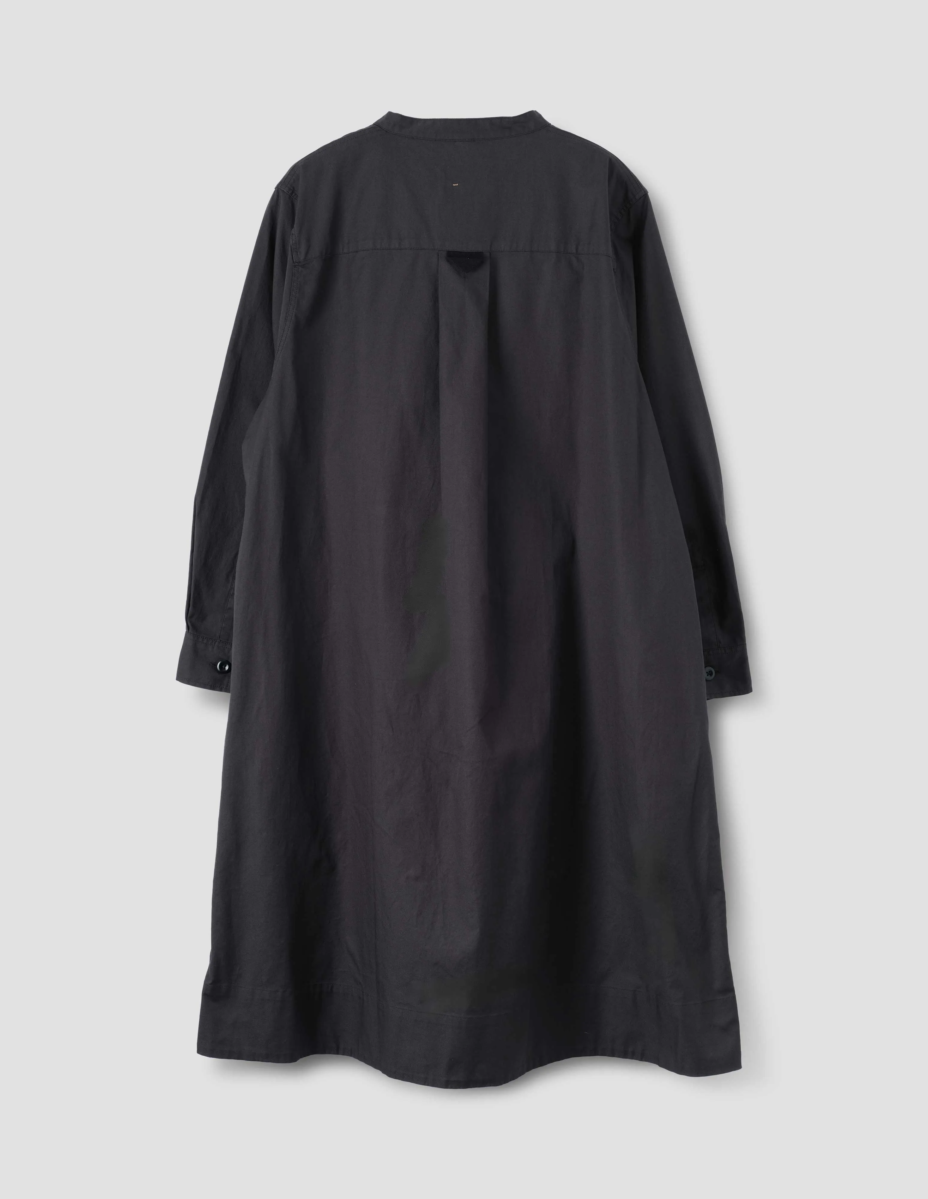 MHL. COLLARLESS SWING DRESS | TUMBLED COTTON CANVAS | EBONY sold by Margaret Howell product image thumbnail 4